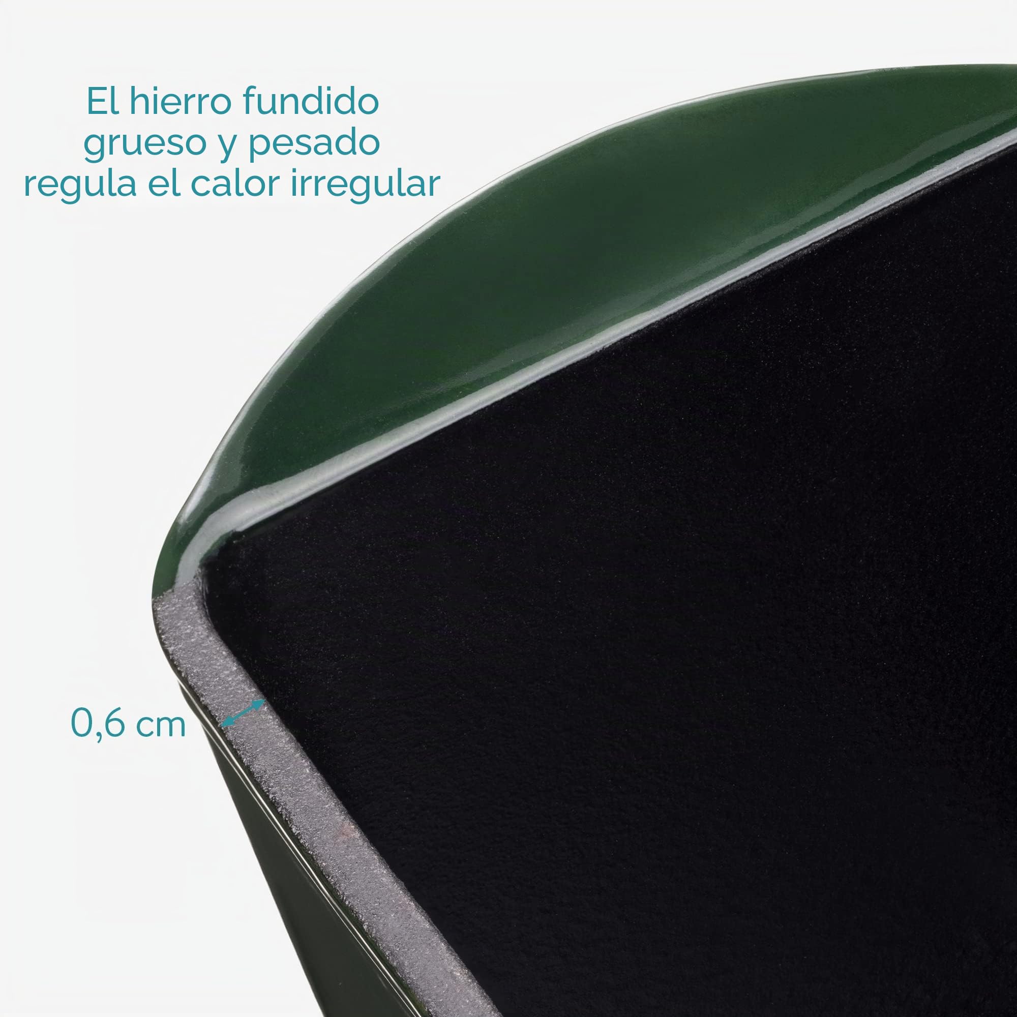 Navaris Olla para Hornear Pan - Cacerola Rectangular 34 x 13 x 13 cm de Hierro Fundido para Horno BBQ Vitrocerámica Inducción - Cazuela con Tapa - Verde