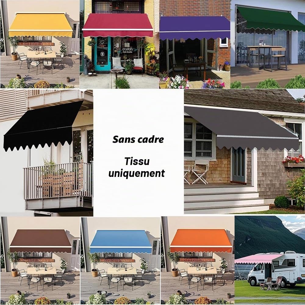 Store Rétractable Balcon, Toile De Remplacement De Store Banne Manuel, Tissu De Remplacement pour Auvent De Terrasse, Anti-UV, 200 250 300 350 400 500cm(Dark Gray,11.5x10ft/350x300cm)