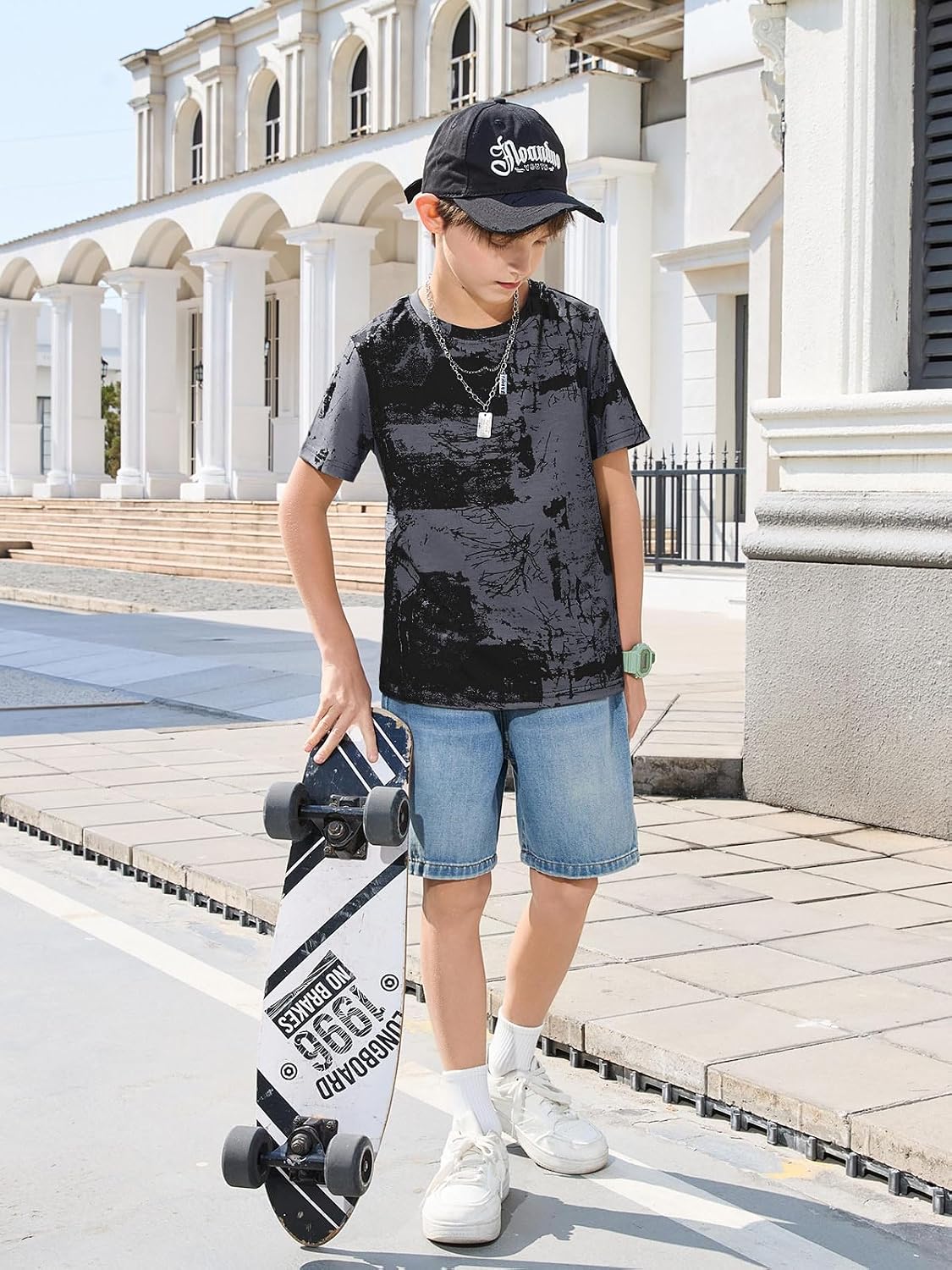 Haloumoning Boys Short Sleeve T Shirts Kids Fashion 3D Print Crewneck Tees Summer Hipster Hiphop Tops 5-14 Years