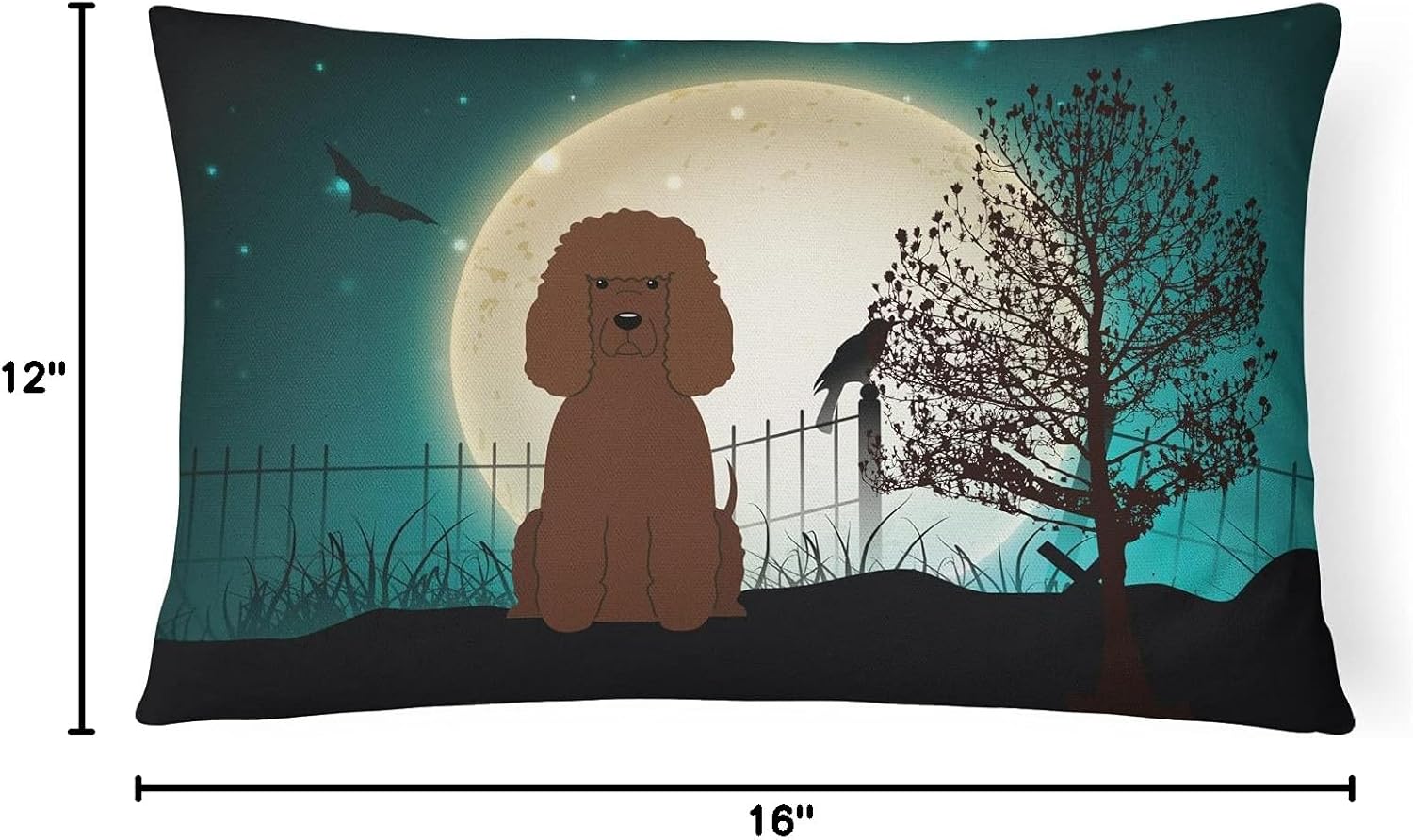 Caroline's Treasures BB2253PW1216 Halloween Scary Irish Water Spaniel Canvas Fabric Decorative Pillow Machine Washable, Indoor Outdoor Decorative Pillow for Couch, Bed or Patio, 12HX16W