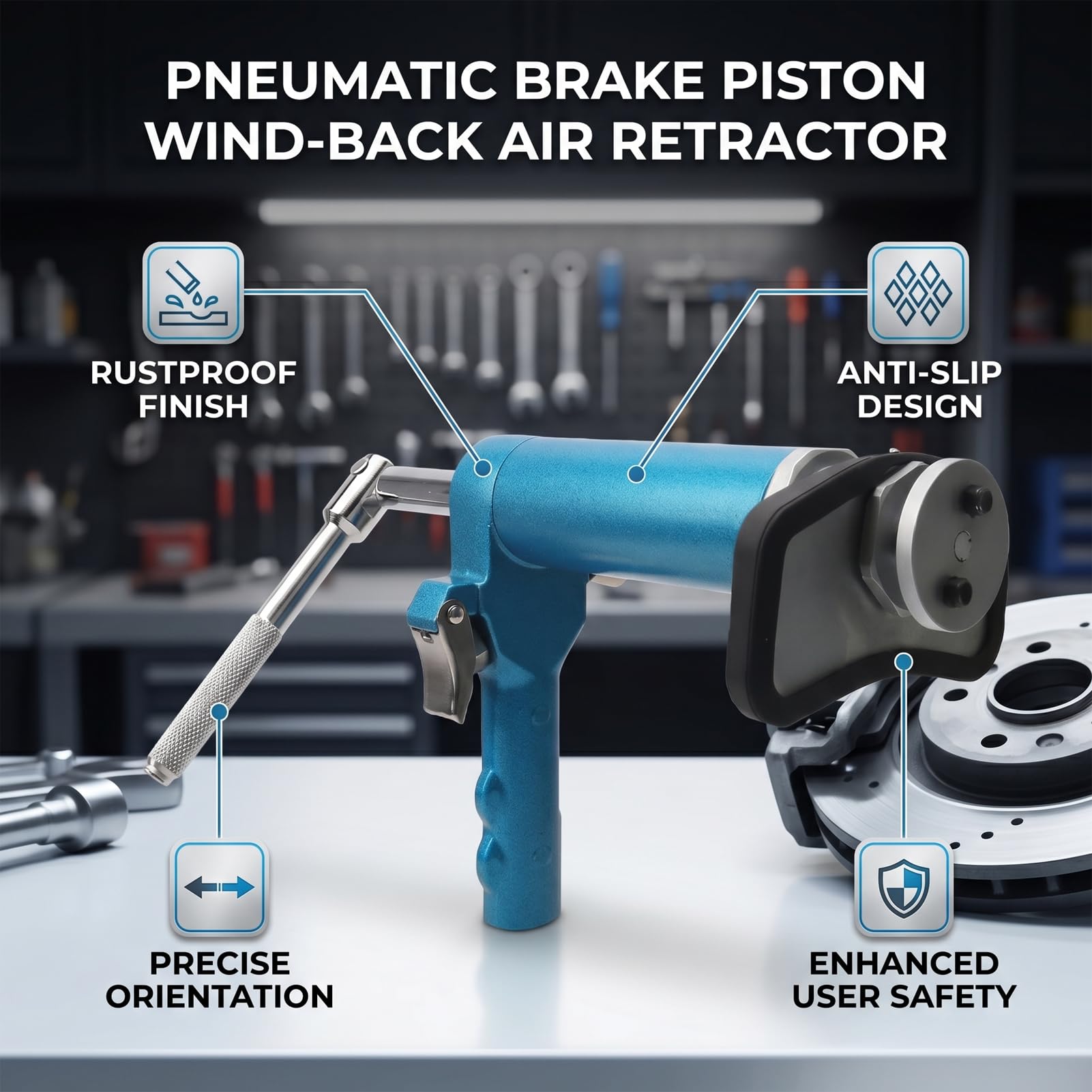 Herramienta de Ajuste de subconma de Freno de Disco neumático Smooth Smoothing Piston Retractor Azul Silver Black Mantenimiento y reparación