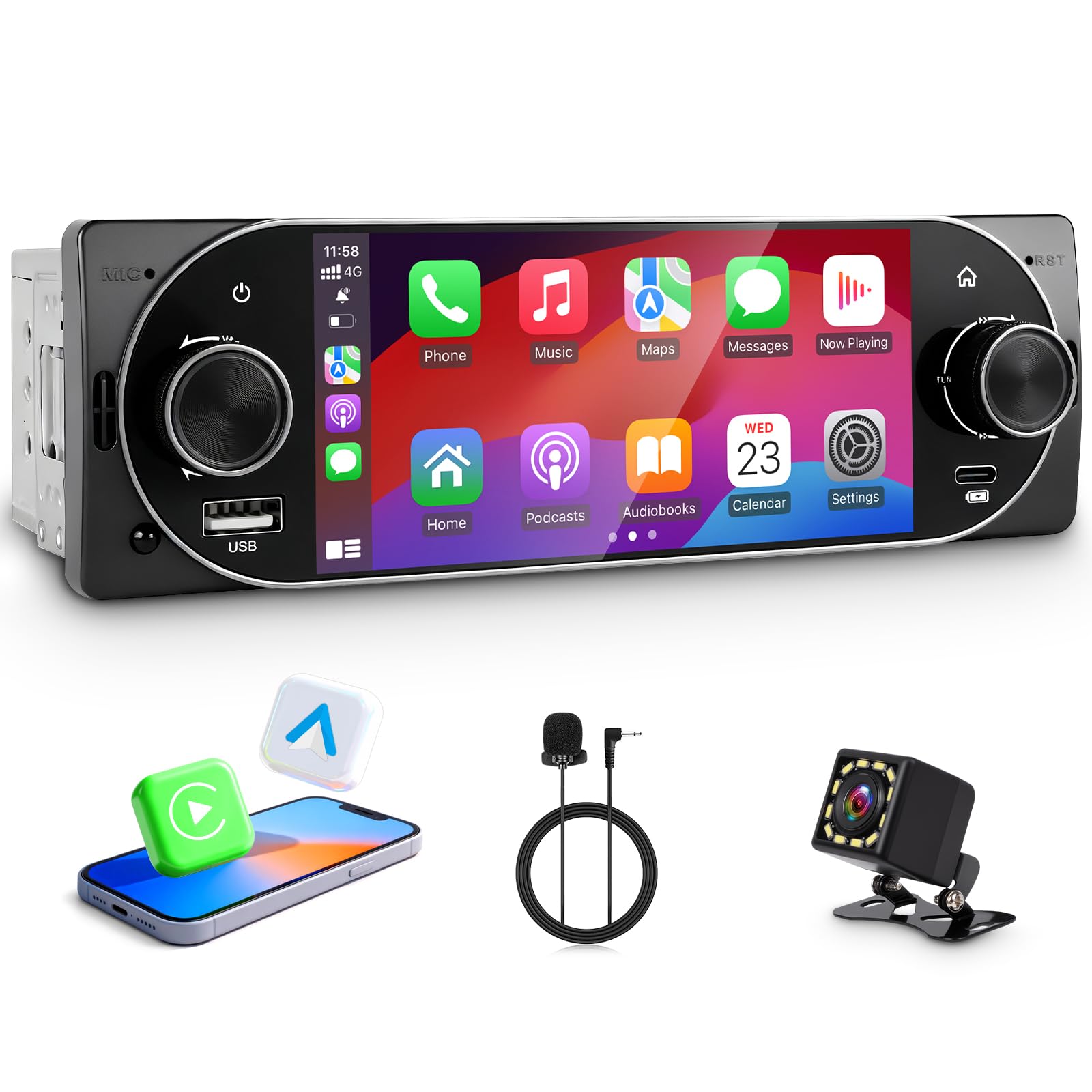 BOAODIFSH Single DIN Touchscreen Radio