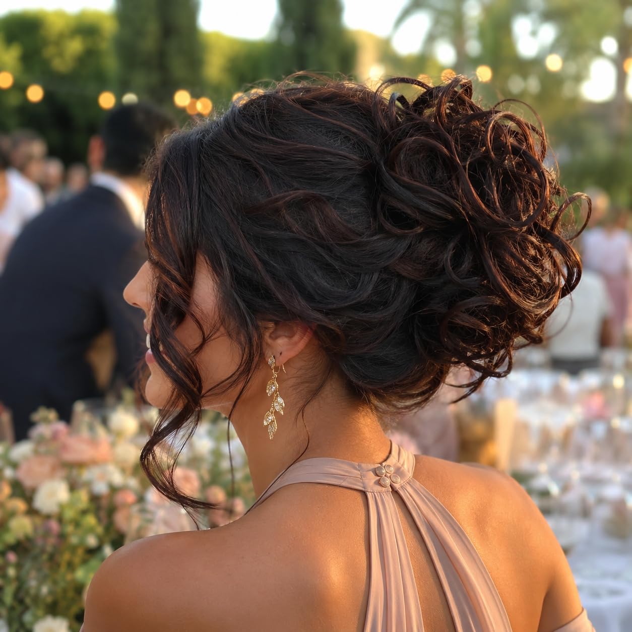 CAISHA XXL Posticcio Capelli Elastici Acconciature Da Sposa Voluminoso Riccio Chignon Marrone Nero Mix HW37