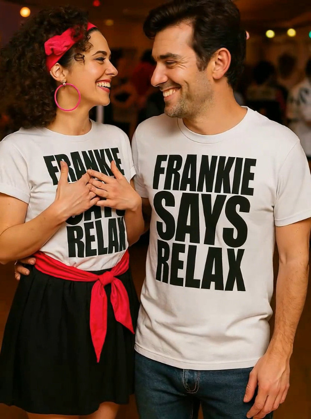 T-shirt Homme Frankie Says Relax Rétro Années 80 – Logo Distressed, 100% Coton, Plusieurs Tailles