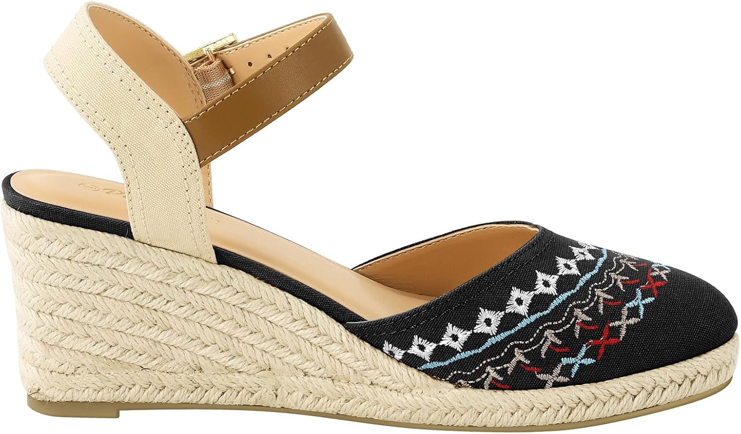 PIZZ ANNU Women's Espadrille Low Wedge Heel Sandals with Buckle Ankle Strap Close Toe Casual Dressy Summer Platform Shoes - Image 5