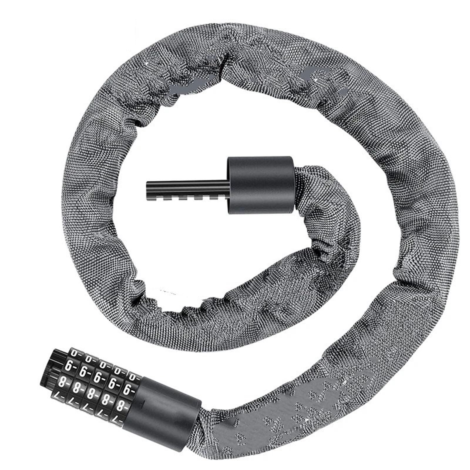 Hdrtcbu 1M-Gray Chain Lock Portable Bike Chain Lock High Security Anti-Theft Thicken Mountain Motorbike Lock(1M-Gray)