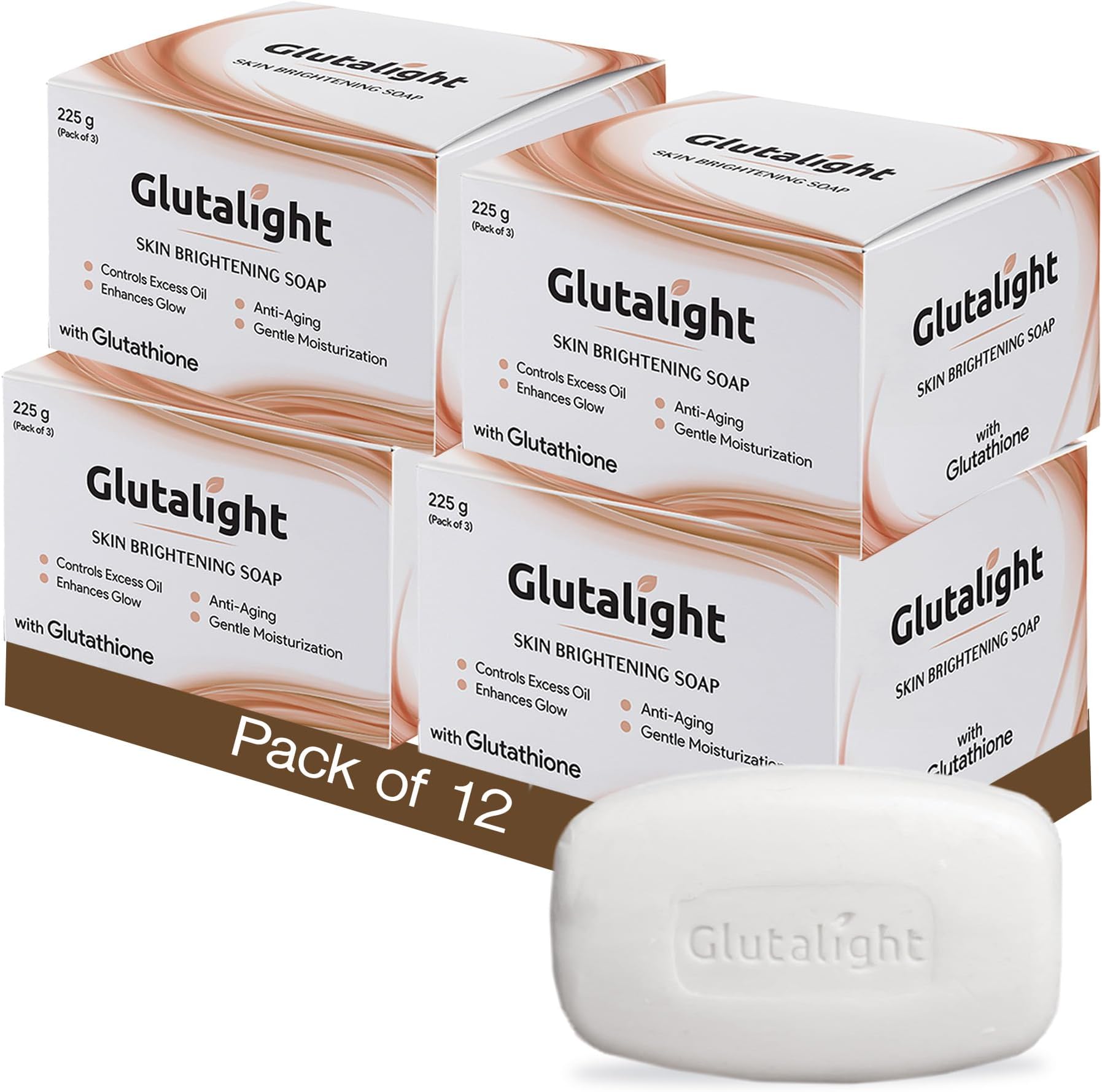 Glutalight Soap | Glutathione Soap | Body Tan Removal Soap | Detan Soap | Sabun Soap | Bath Soap Combo Offers | Shop Bath Soap | Bathing Soap | Helps Control Excess Oil | For Glowing Skin - Pack of 12