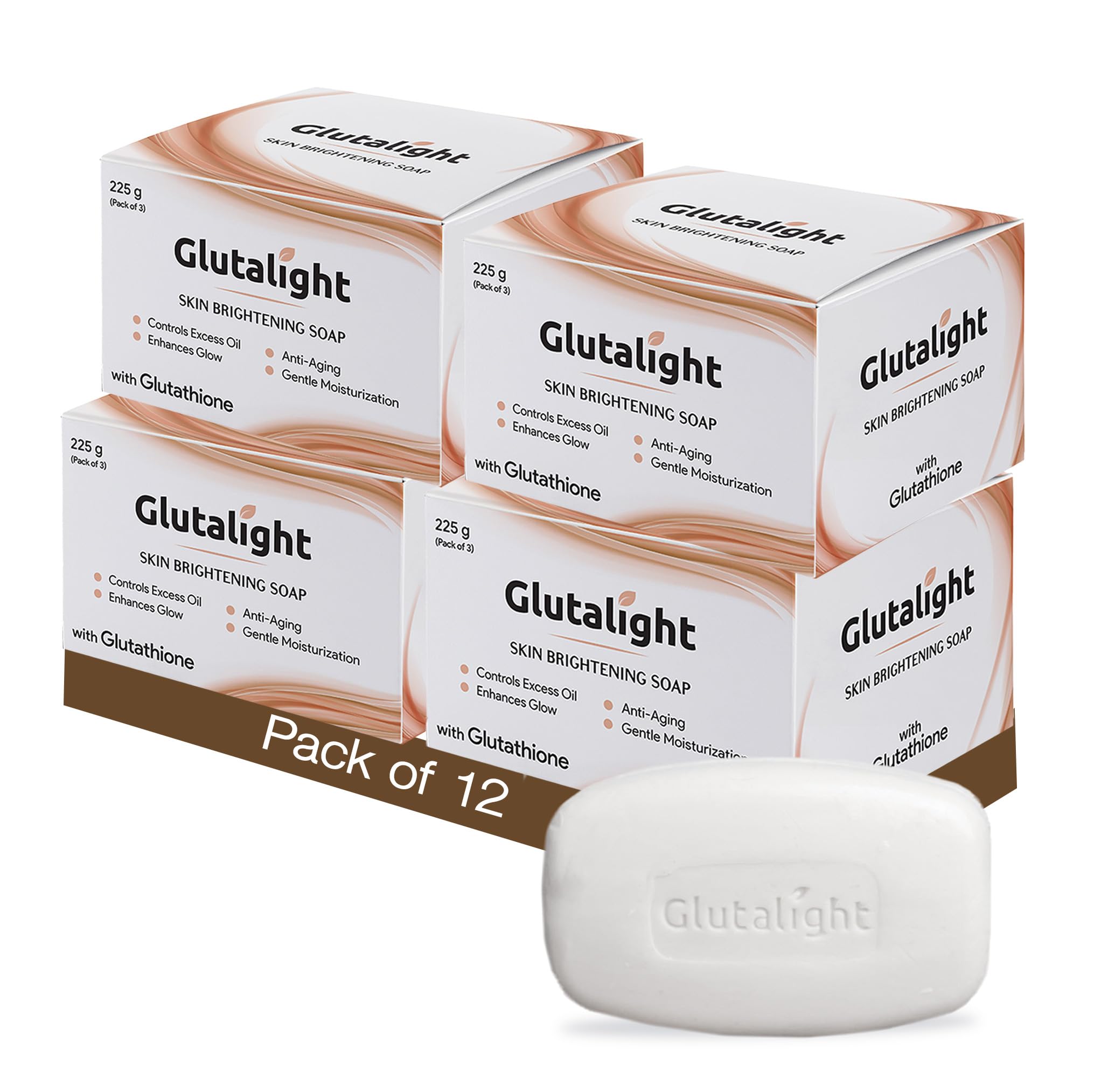GlutalightSoap | Glutathione Soap | Body Tan Removal Soap | Detan Soap | Sabun Soap | Bath Soap Combo Offers | Shop Bath Soap | Bathing Soap | Helps Control Excess Oil | For Glowing Skin - Pack of 12