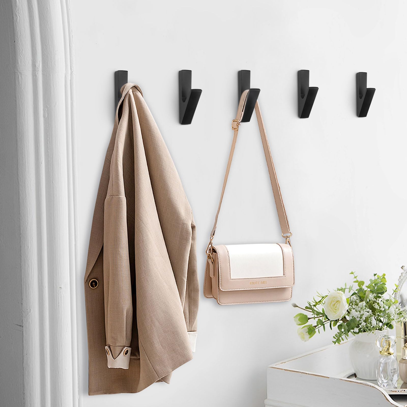 Porte Manteau Mural Noir, Crochet Porte-manteau Mural De 6 Crochets Multi Usages Patere Murale Porte Manteau Mural Patere Porte Manteau Pour Entree Chambre Salle De Bain Vis Inclus 91703929