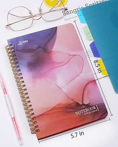 Miniatura 5 de Cuadernos en espiral de 5 materias de tapa dura A5 (8.5 x 5.7 pulgadas), 5 diarios para trabajo, estudio, toma de notas, regalos de 160 páginas80