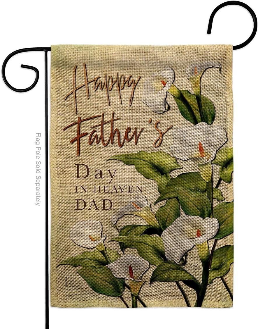Fathers Day In Heaven Burlap Burlap Garden Flag Family Father Dad Daddy Papa Grandpa Best Parent Sibling Relatives Grandparent Small Decorative Gift Yard House Banner Double-Sided Made USA 13 X 18.5