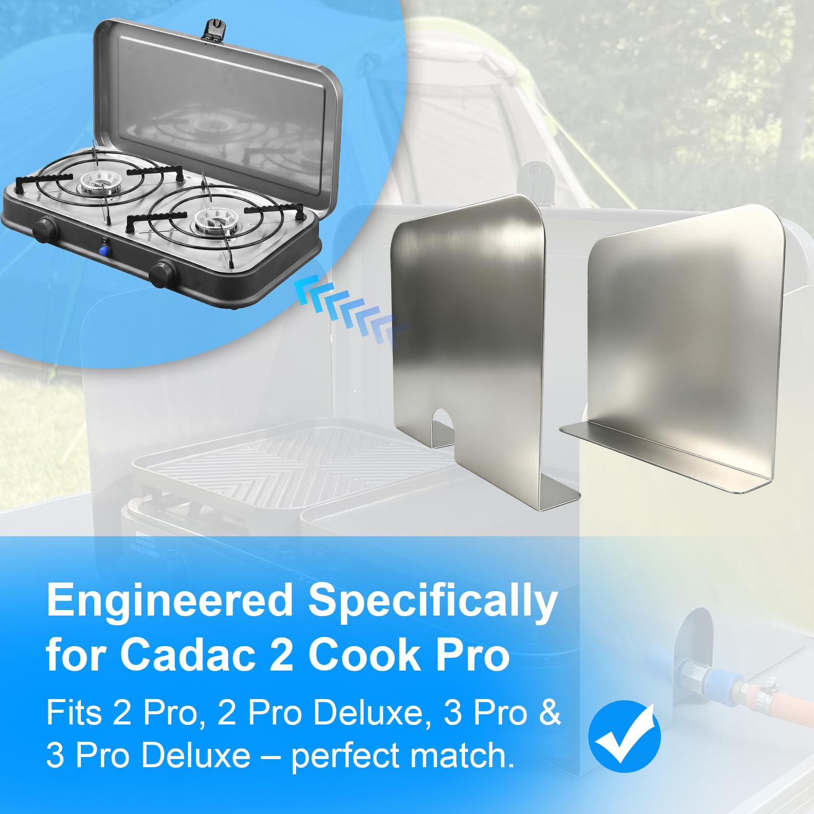Windschutz Seiten für Cadac 2 Cook 2 Pro & 3 Pro, Campingkocher, Windschutzscheibe, Aluminiumplatten für 2 Cook 2 Pro Deluxe/3 Pro Deluxe, Outdoor-Kochzubehör
