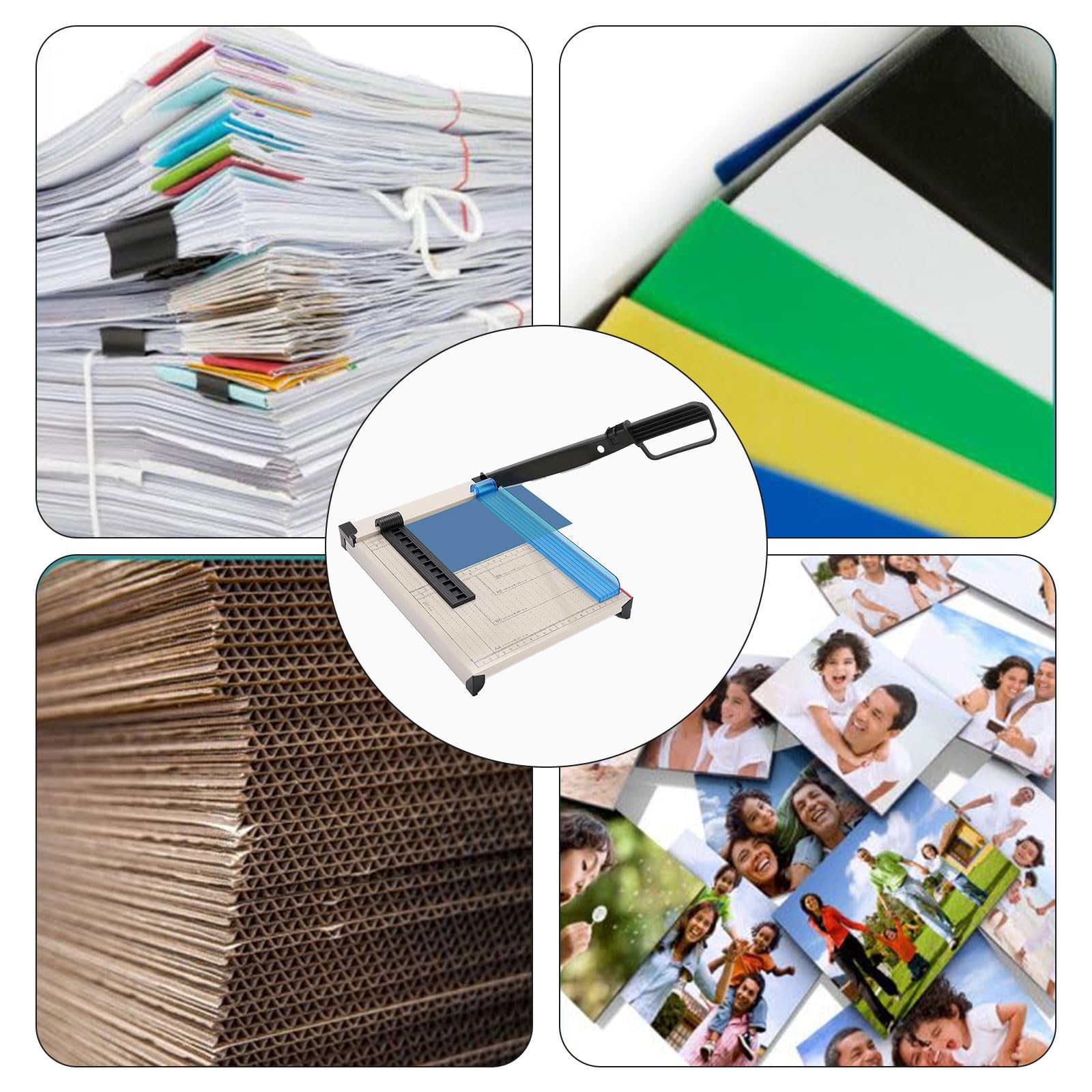 Taglierina per carta, resistente, base in metallo, ghigliottina, maniglia di sicurezza, piedini antiscivolo, per tagliare foto, cartoncino