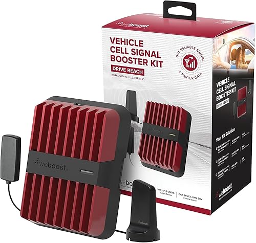 weBoost Drive Reach - Amplificador de señal de teléfono celular para vehículos | 5G y 4G LTE | Antena magnética para techo | Impulsa a todos los
