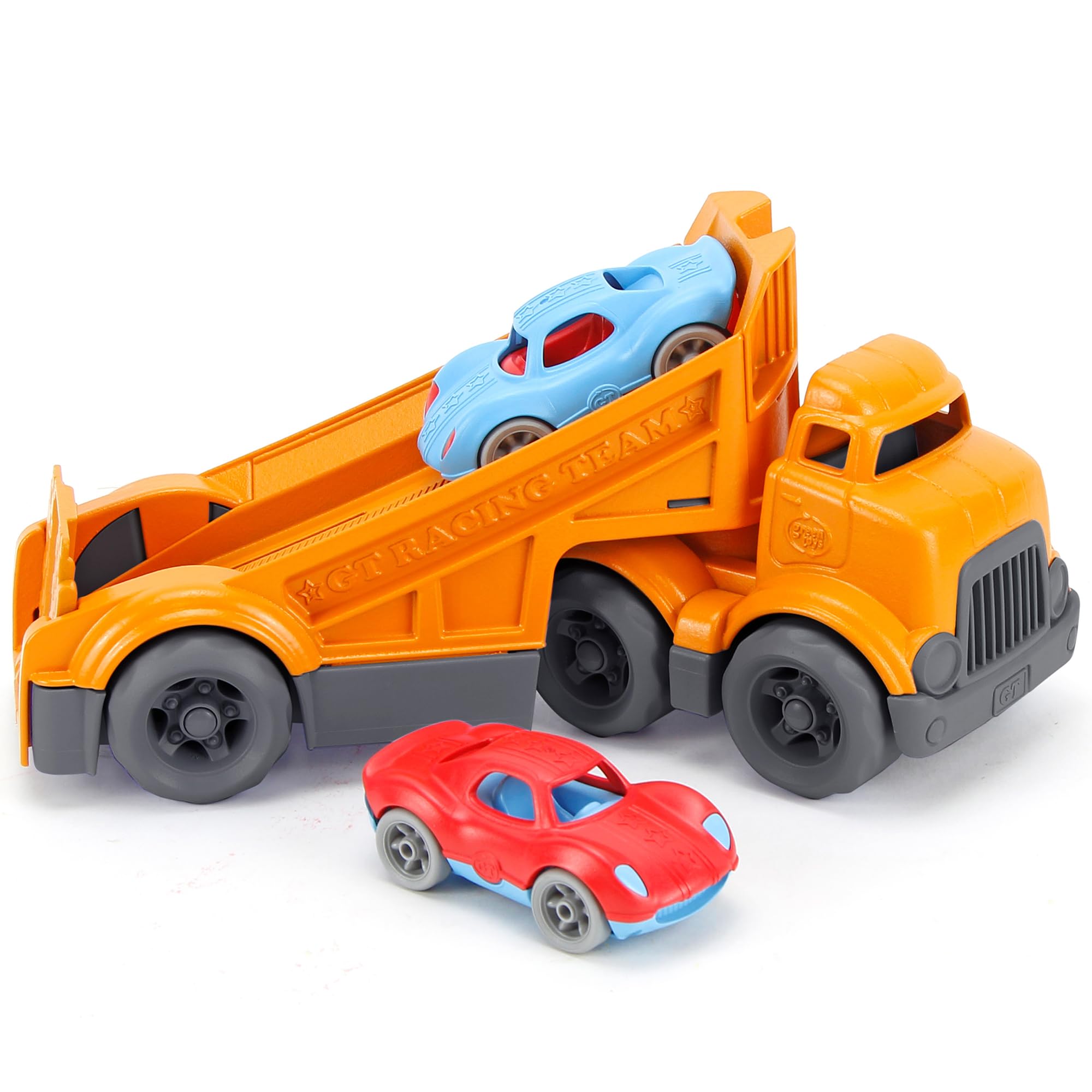Green Toys Racing Truck - 3pc Toy Cars, Truck Toy With Car Ramp, Toddler Toys, Made From Recycled Milk Jugs, Toys For 3 Year Old Boys & Girls