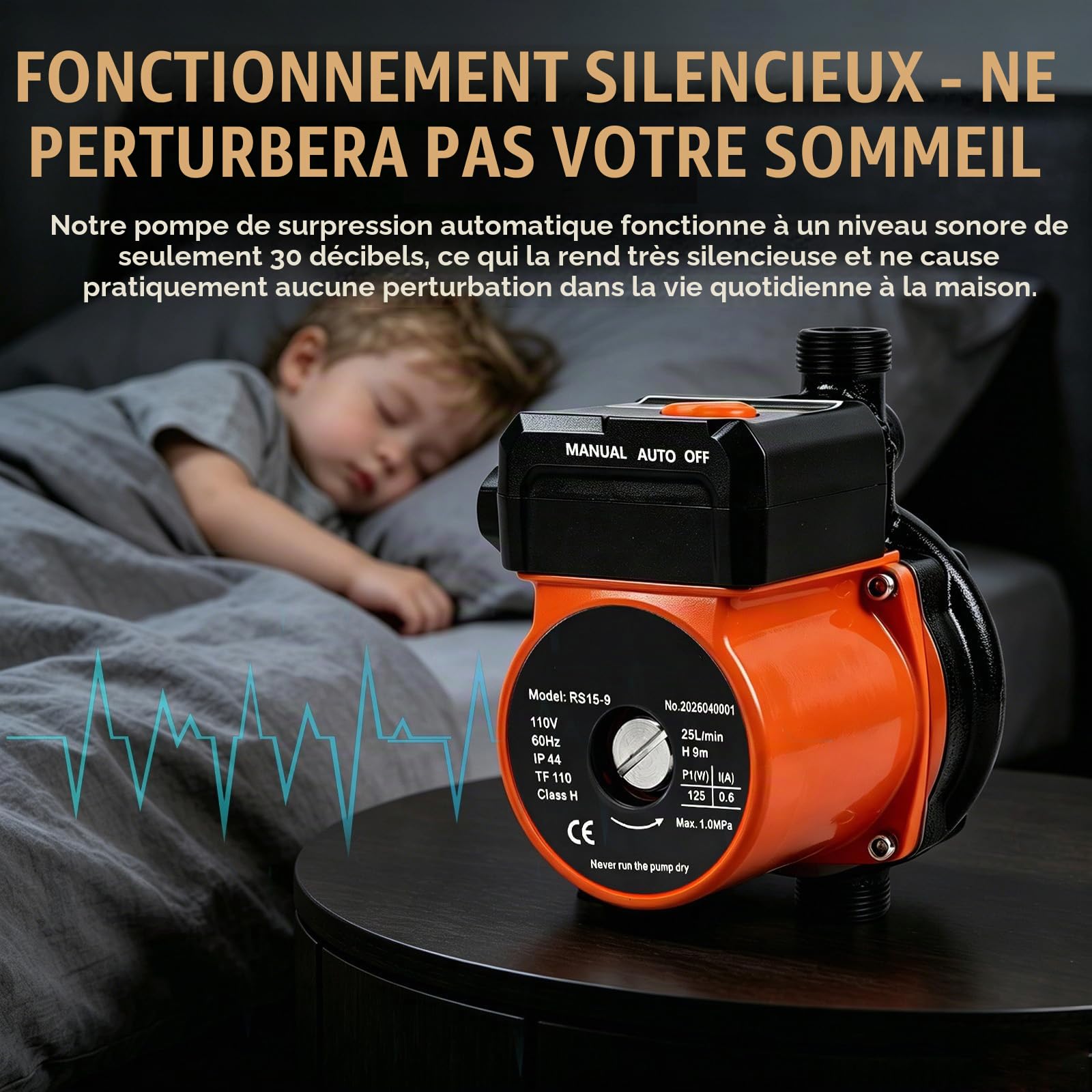 125W Pompe Surpresseur Automatique avec Modes Automatique et Manuel