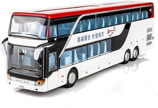 WangXLDD 1/32 Scale Double Decker Bus Model Tourist Coach Hybrid Bus Simulation Alloy Vehicles Car Model Vehicle for Birthday Present Car Model(Blue, Gold, White)