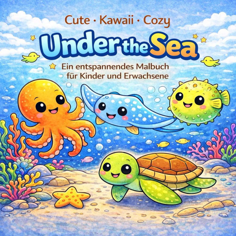 cute kawaii cozy - Under the Sea – Niedliche Unterwasserwelten zum Ausmalen: Ein liebevoll entspannendes Malbuch im cozy / kawaii- Stil für Kinder und Erwachsene