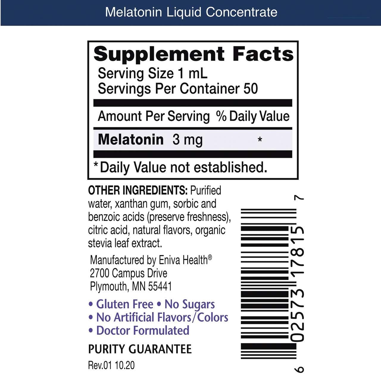 Eniva Health Melatonin Drops | 3 MG | Max Strength Sleep Aid Liquid Drops, Fast Acting Natural Sleep Support, Wake Rested, Fall Asleep Faster, Vegan, Gluten Free, NonGMO, Natural Flavor - 50 Servings