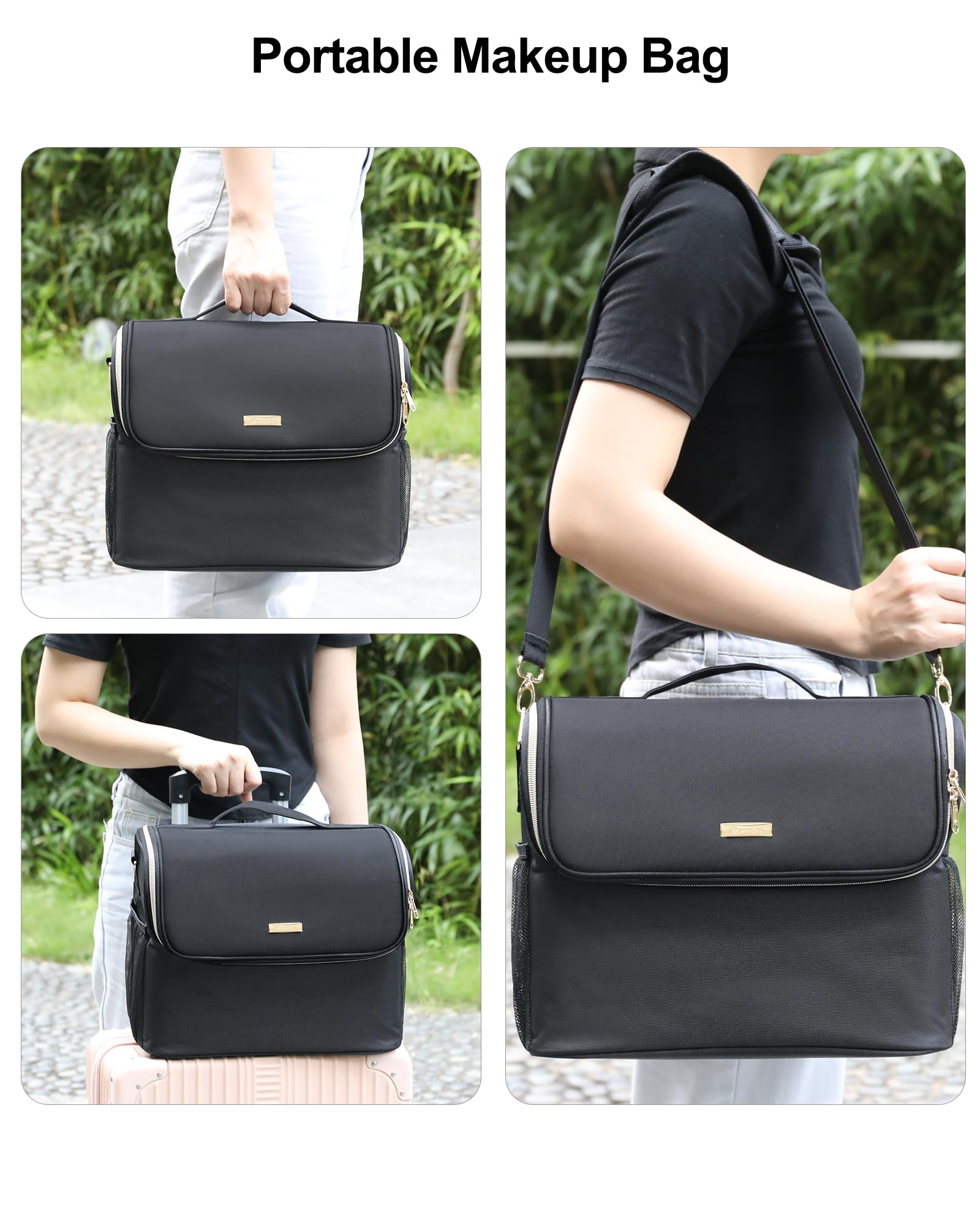 TANTO Large Makeup Train Case with 2 Small Pouches