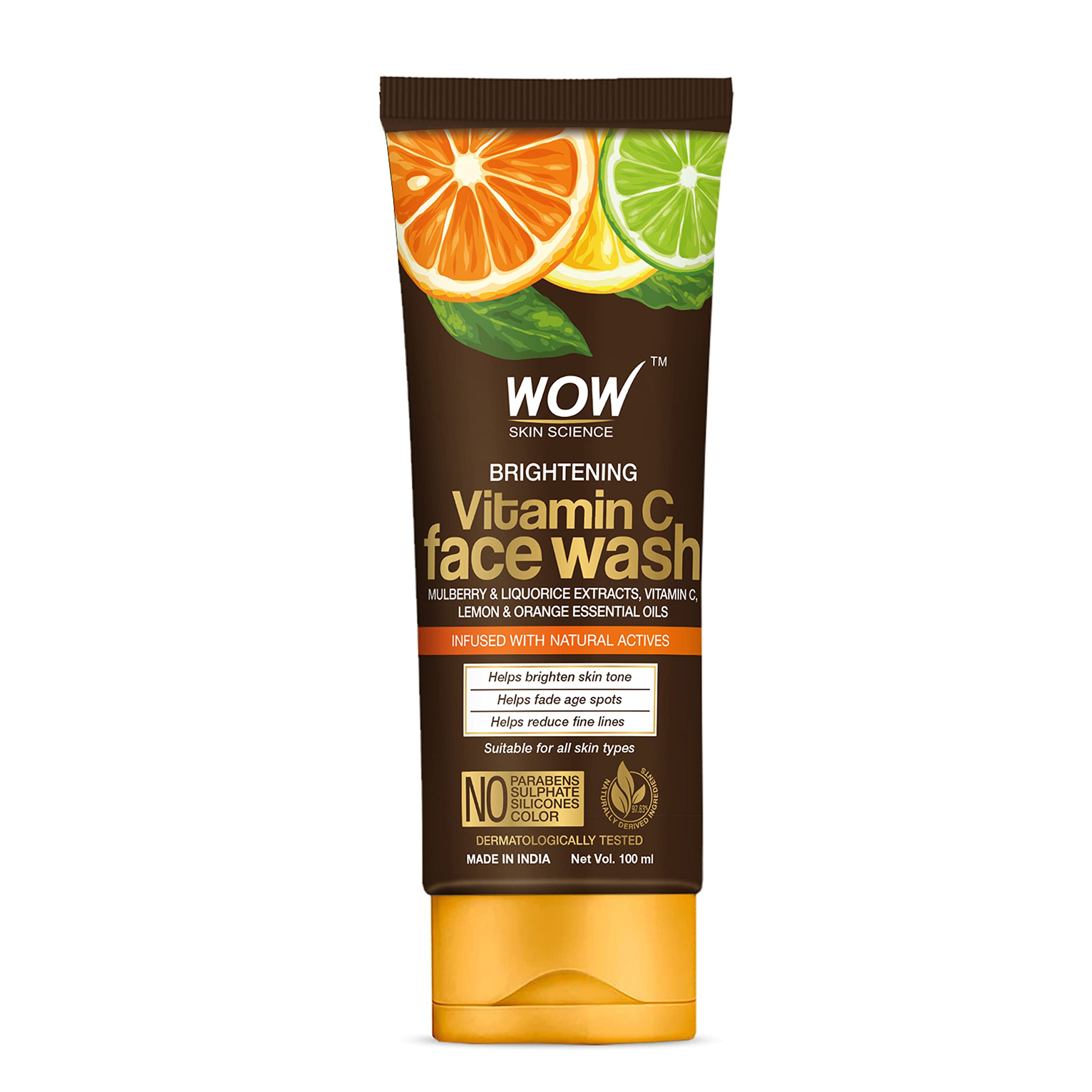 WOW Skin Science Vitamin C Face Wash - Deep Cleanser For Dry, Oily, Sensitive Skin & Acne Pore Minimizer, Exfoliating Daily Facial Wash - Sulfate, Paraben Free 100ml by Glowrity