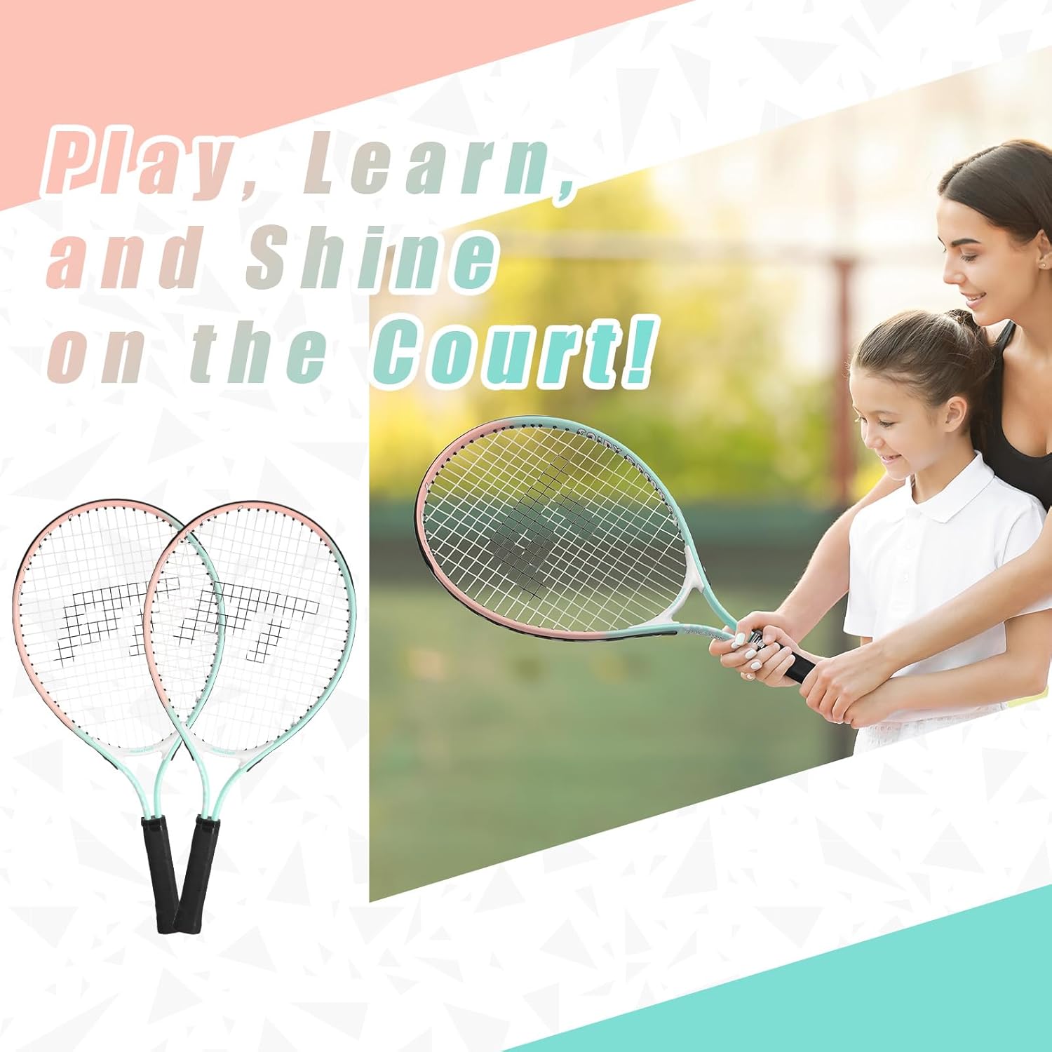 PICKLETECH Kids Tennis Racket for Junior Toddlers Starter Kit 17-25" Tennis Racquet for Girls and Boys with Carry Bag, Lightweight for Beginners