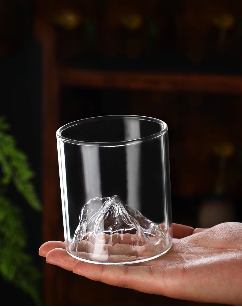 Fujiyama Set Di 2 Bicchieri Da Whisky In Cristallo 350 Ml - Design Montagna Fuji, Soffiati A Mano, Vetro Resistente Al Calore - Per Cognac, Bourbon E Cocktail - 3