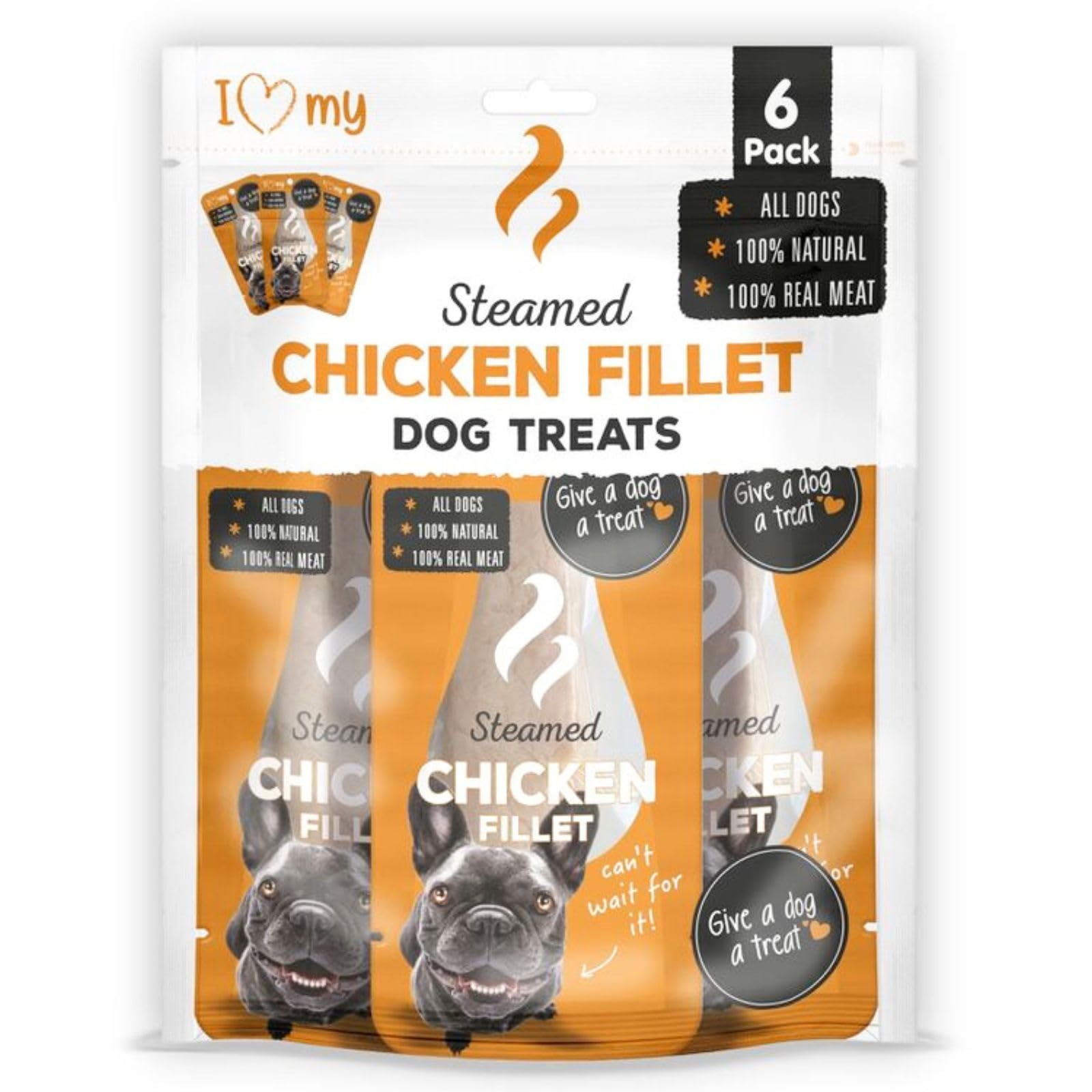 Chicken Fillets for Dogs (Pack of 6 x 30g) 100% Natural Steamed Real Chicken Dog Treats – Individually Wrapped Healthy Dog Snacks – High Protein Dog Food Topper – Grain Free Natural Dog Treats