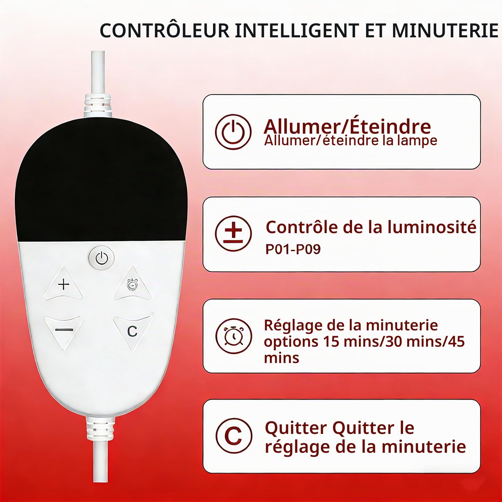 Lampe de Thérapie par La Lumière Rouge&Infrarouge,Lamp Led Visag | Lampe Luminotherapie Rouge & Infrarouge 660nm 850nm avec 100 LEDs, Col de Cygne, 9 Niveaux, 15–45 Min pour Visage & Corps