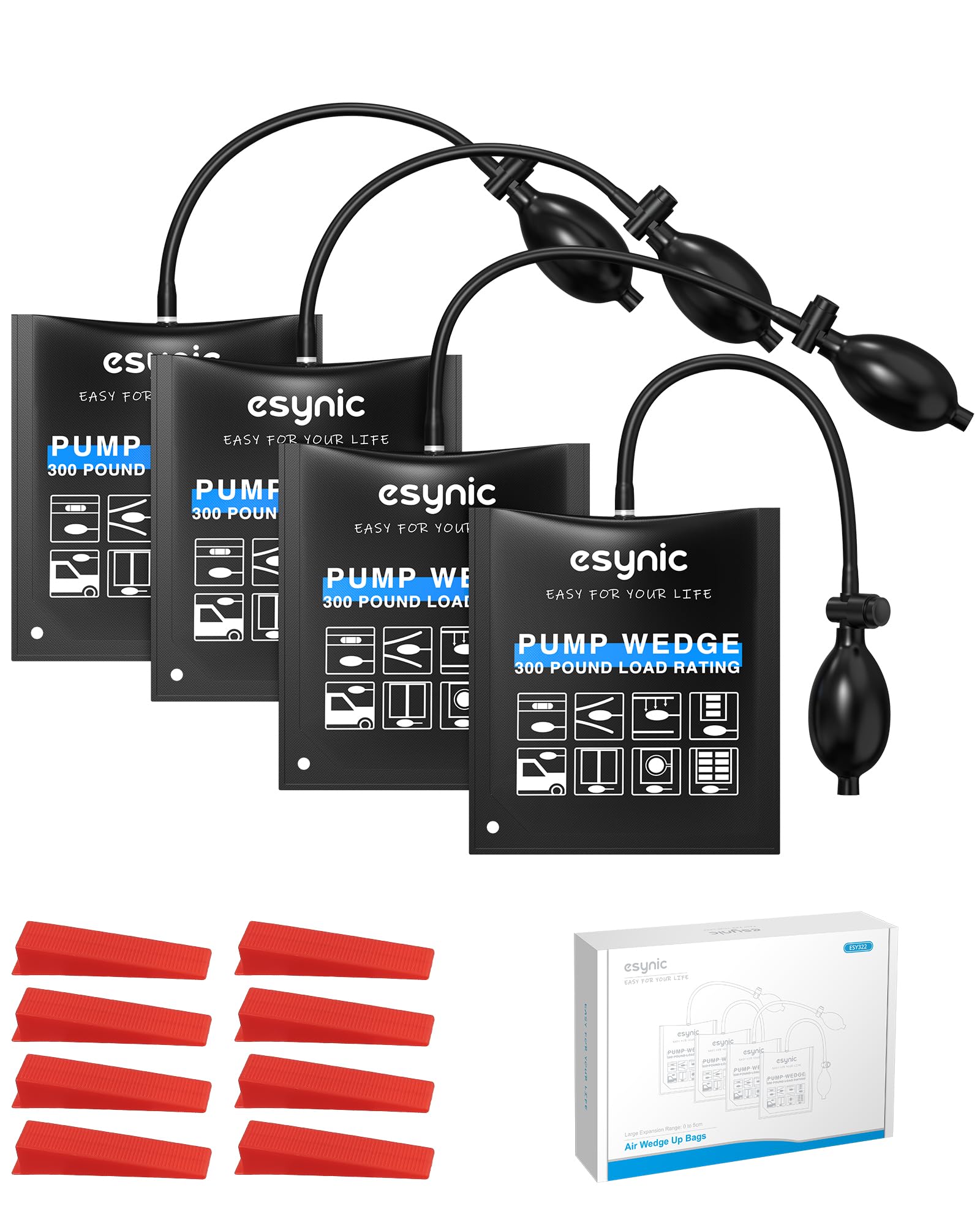 eSynic Lot de 2 Sacs gonflables en TPU Durable pour Porte de Levage - 15 x 16,5 cm - Capacité de Charge : 200 kg