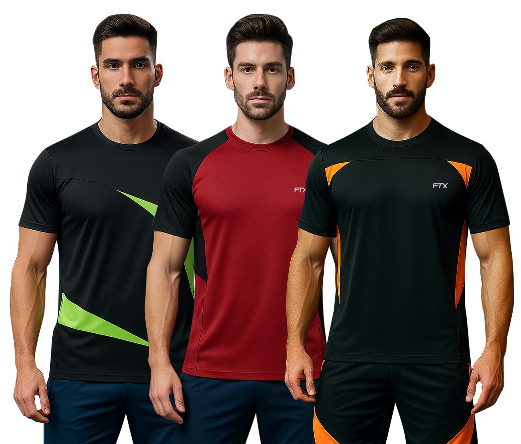 ftx Colorblock Dri-Fit Halfsleeve Activewear T-Shirt for Men (Pack of 3)-picture-44