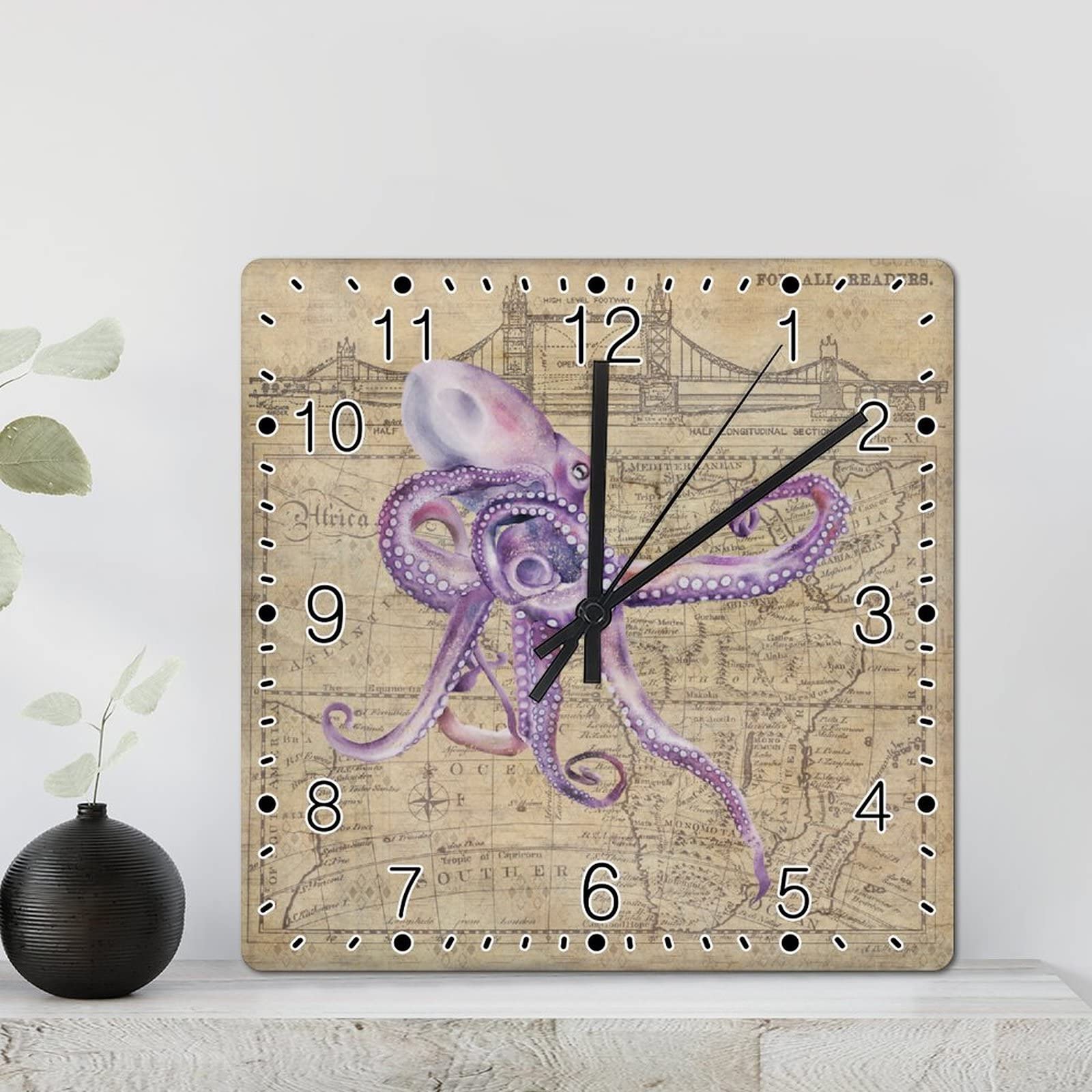 Horloge murale pieuvre sans tic-tac pour supprimer les bruits nocturnes