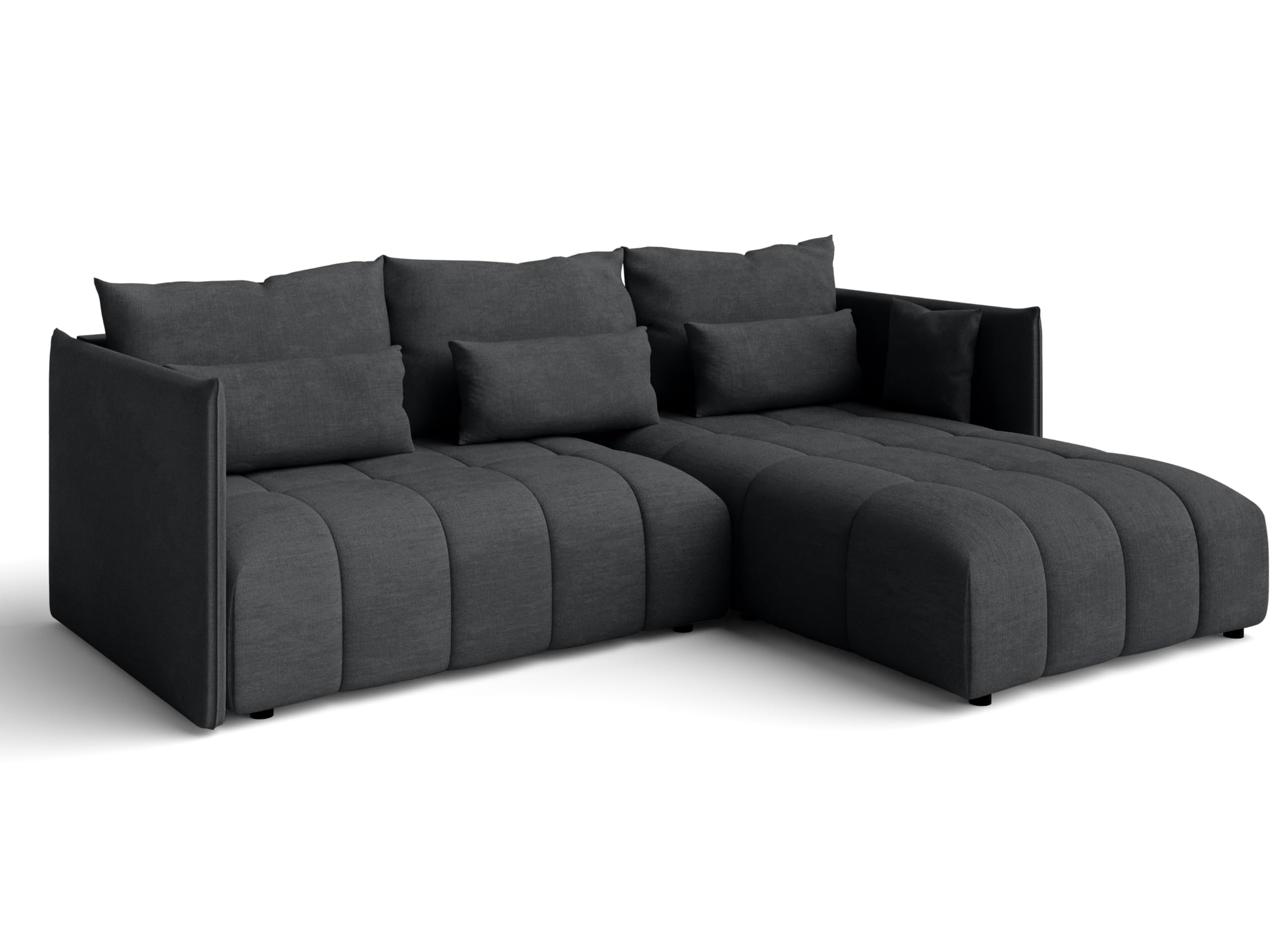 Eckcouch Grau Ecksofa mit Schlaffunktion Bettkasten Cosmova