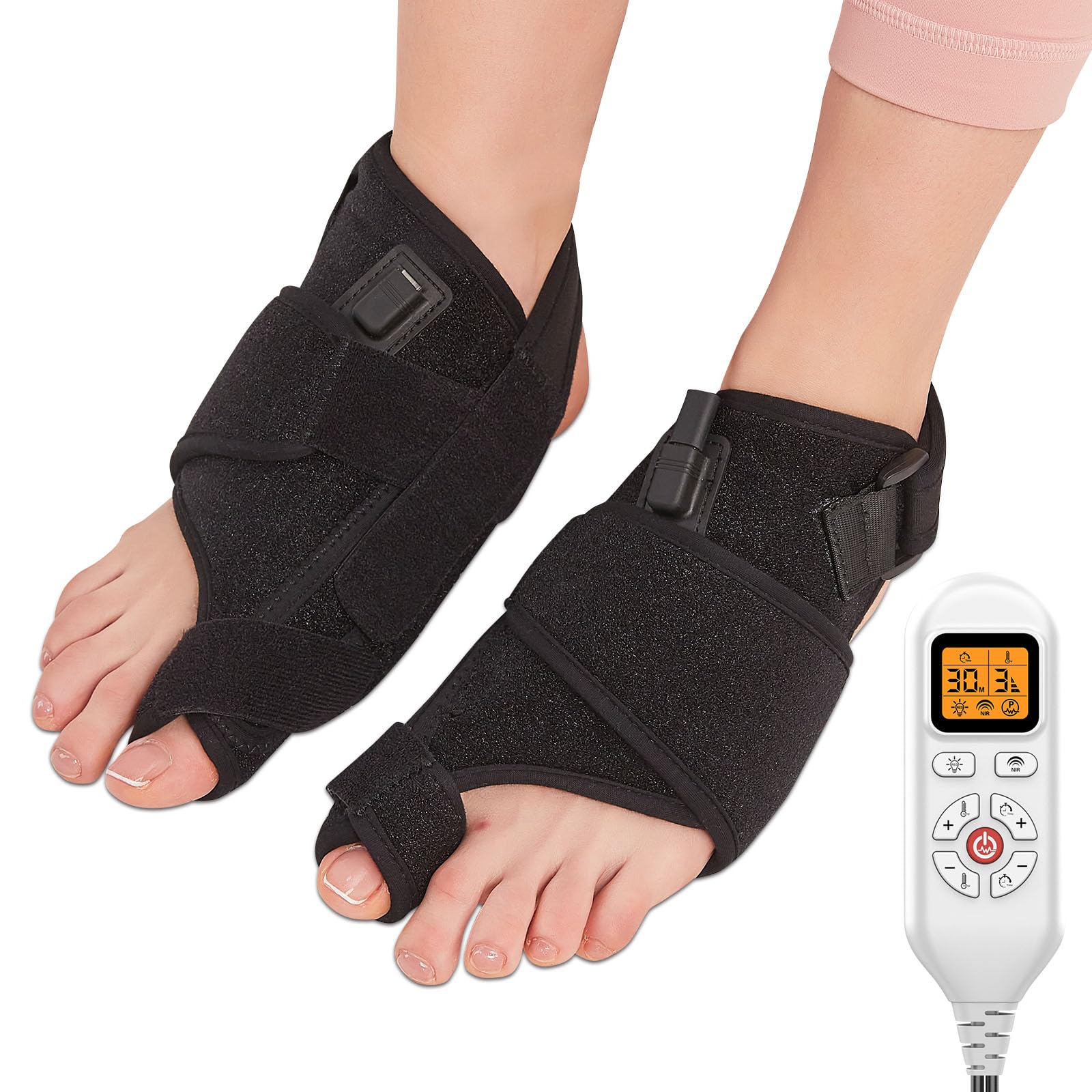 AOBOCO R.ed L.Ight - Corrector de juanetes para mujer, férula alisadora de pies I.nfrared L.Ight, apagado automático, corrección ortopédica ajustable para hallux valgus, 2 unidades
