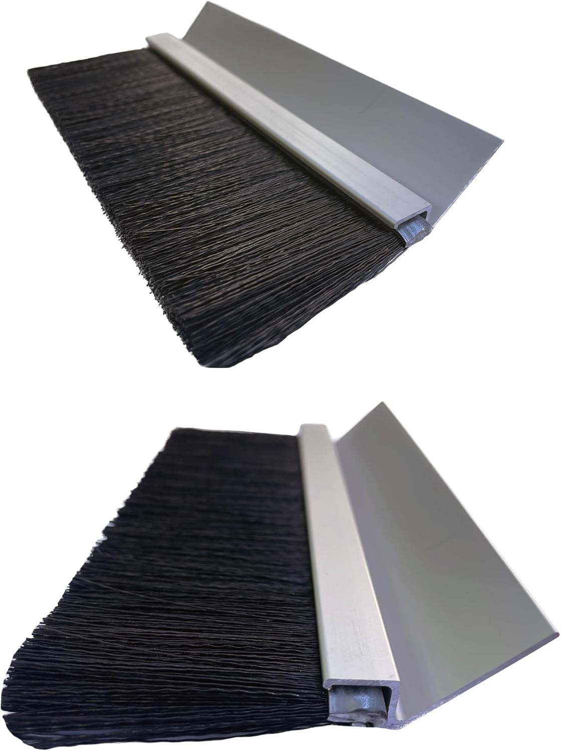 JaCor Heavy-Duty 1.5 in. Nylon Brush Seal Weatherproofing, 1.5 in. Brush Seal x 1.2 in. 45deg Holder x 8 ft Long