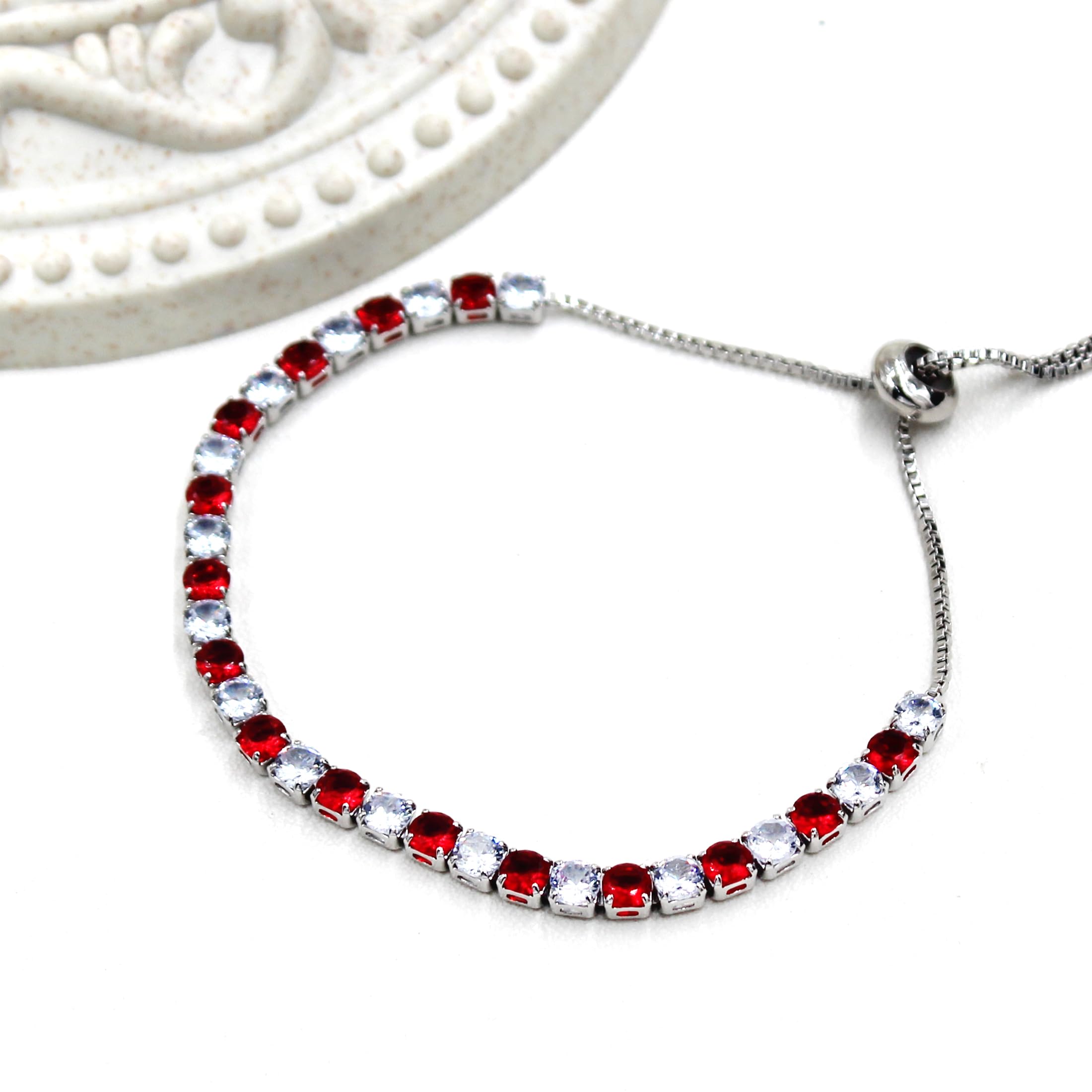 Platinierte Tennisarmbänder – Verstellbarer Zirkonia für Damen YA4375