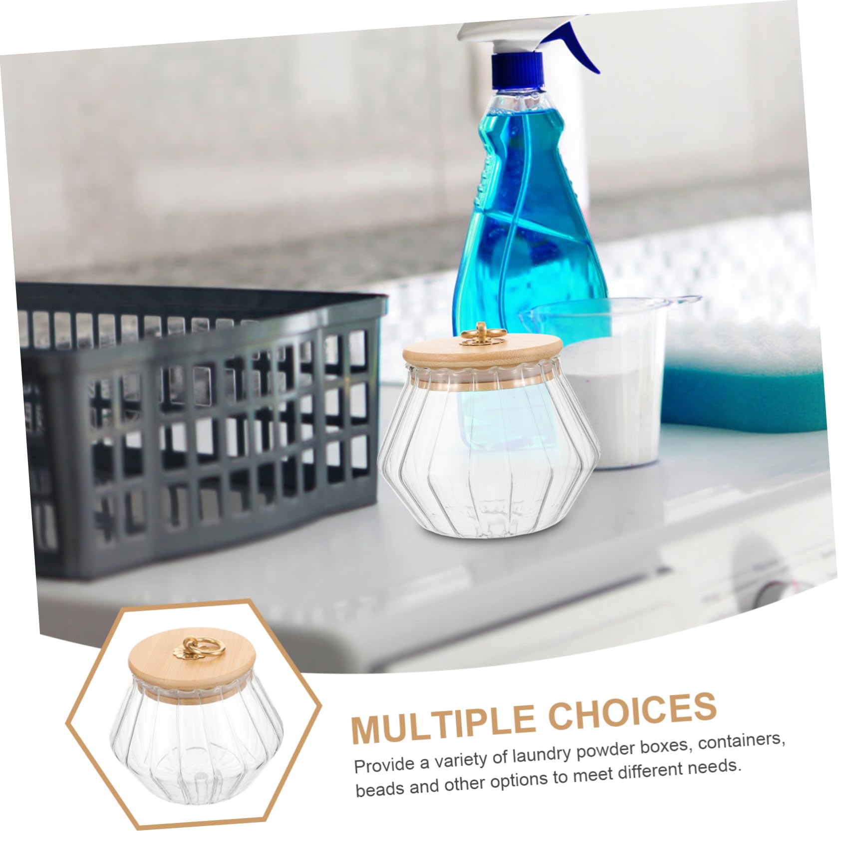 Ipetboom 3piezas Frasco De Transparente Para Detergente Recipiente De Almacenamiento De Lavandería Tapa Para Organizar y Lavandería o Cocina Contenedor Reutilizable De