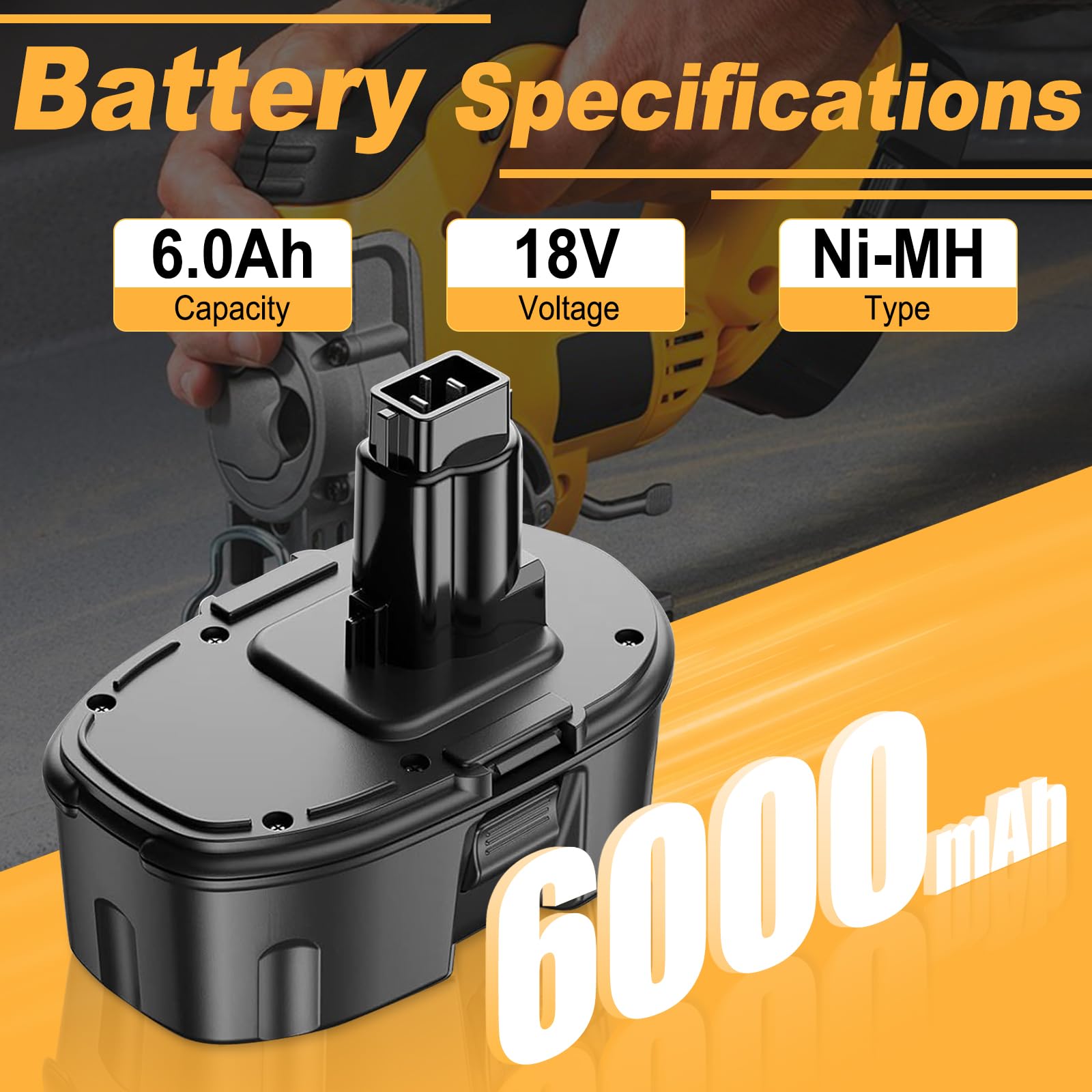Batterie Dewalt 20v Totoplus 18V Replacement Battery For DeWALT: 18 Volt  5.0Ah XRP DC9096 Ni-Mh Batteries Compatible With DC9098 DC9099 DW9095  DW9096 DW9098 Cordless Power Tools Dewalt Tools
