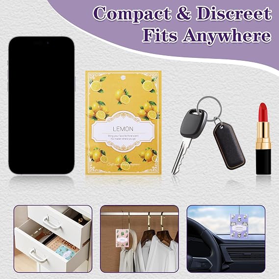 Lavender Sachets for Drawers and Closets - 12 Pack Long Lasting Odor Eliminator Bags, Natural Fresh Scent for Wardrobe, Storage, Car & Home, Air Freshener Sachets