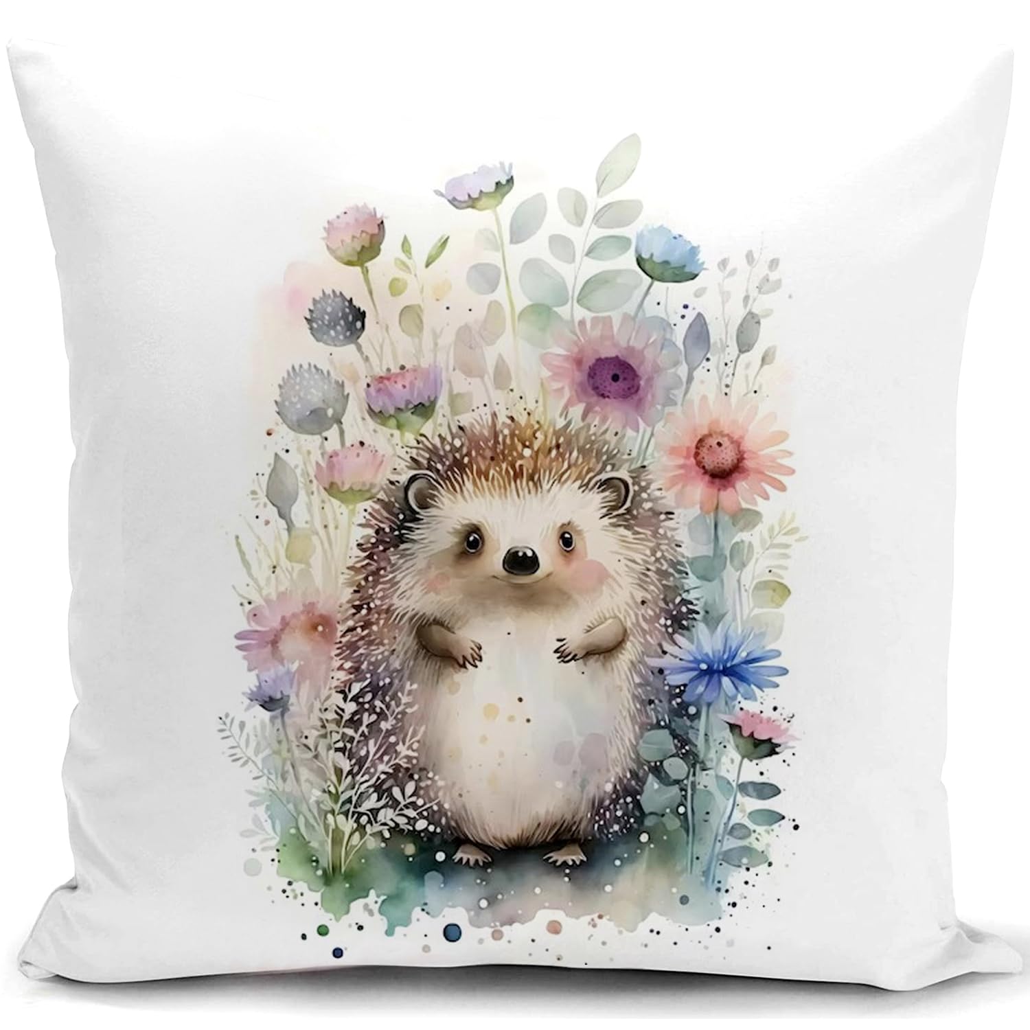 HUASHUZI Cushion Cover Hedgehog Gifts for Women Hedgehog Animal Ornament Decorations Throw Pillow Case Decor Home for Livingroom Couch Sofa 18"x18"(45x45cm)