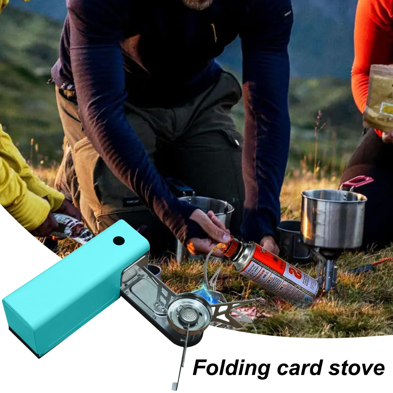 Fornello Da Backpacking Antivento Portatile Pieghevole Leggero | Set Pentole A Cartuccia Portatile Per Picnic Per Campeggio Trekking Cottura All'Aperto Bruciatore Antivento Portatile