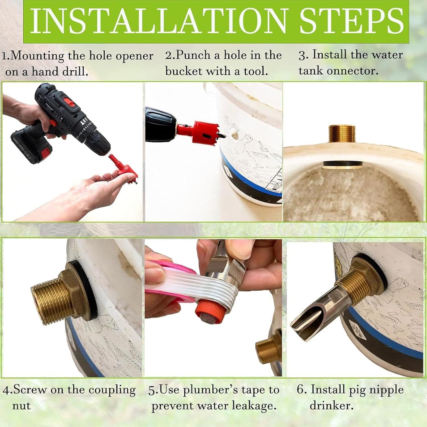 5Pcs Pigs Waterer Nipples Stainless Steel Nipple Waterer for Efficient Livestock Hydrations with Drill Bit Easy Use Automatic Pigs Nipple Waterer