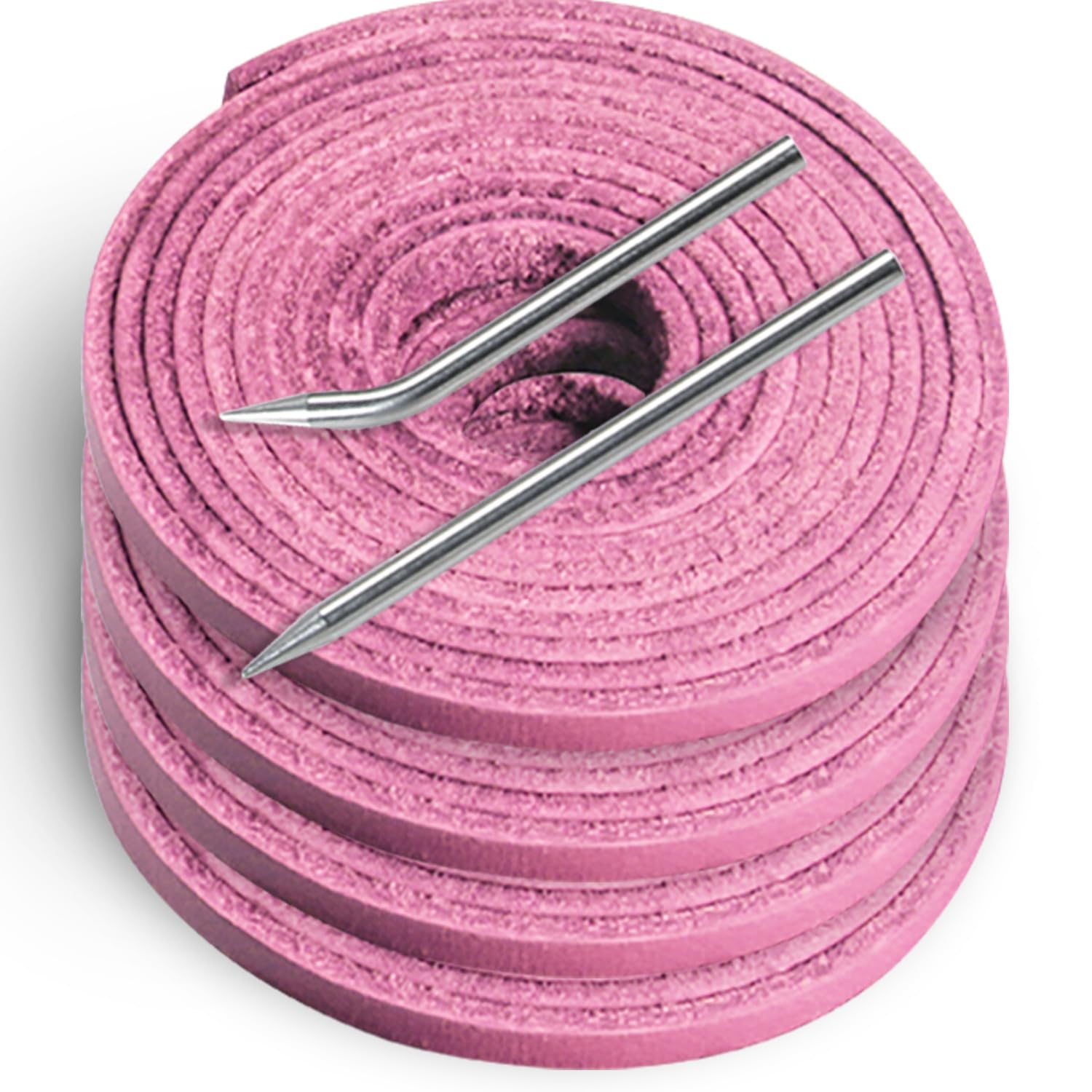 Aeesio Softball Baseball Glove Lace, Mitt Lace Repair Kit Includes 2 Leather Laces and Lacing Needle for Catcher's Glove (Pink 4)