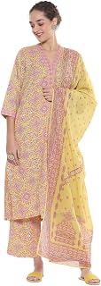 BIBA Women Cotton Straight Printed Suit Set Price In India