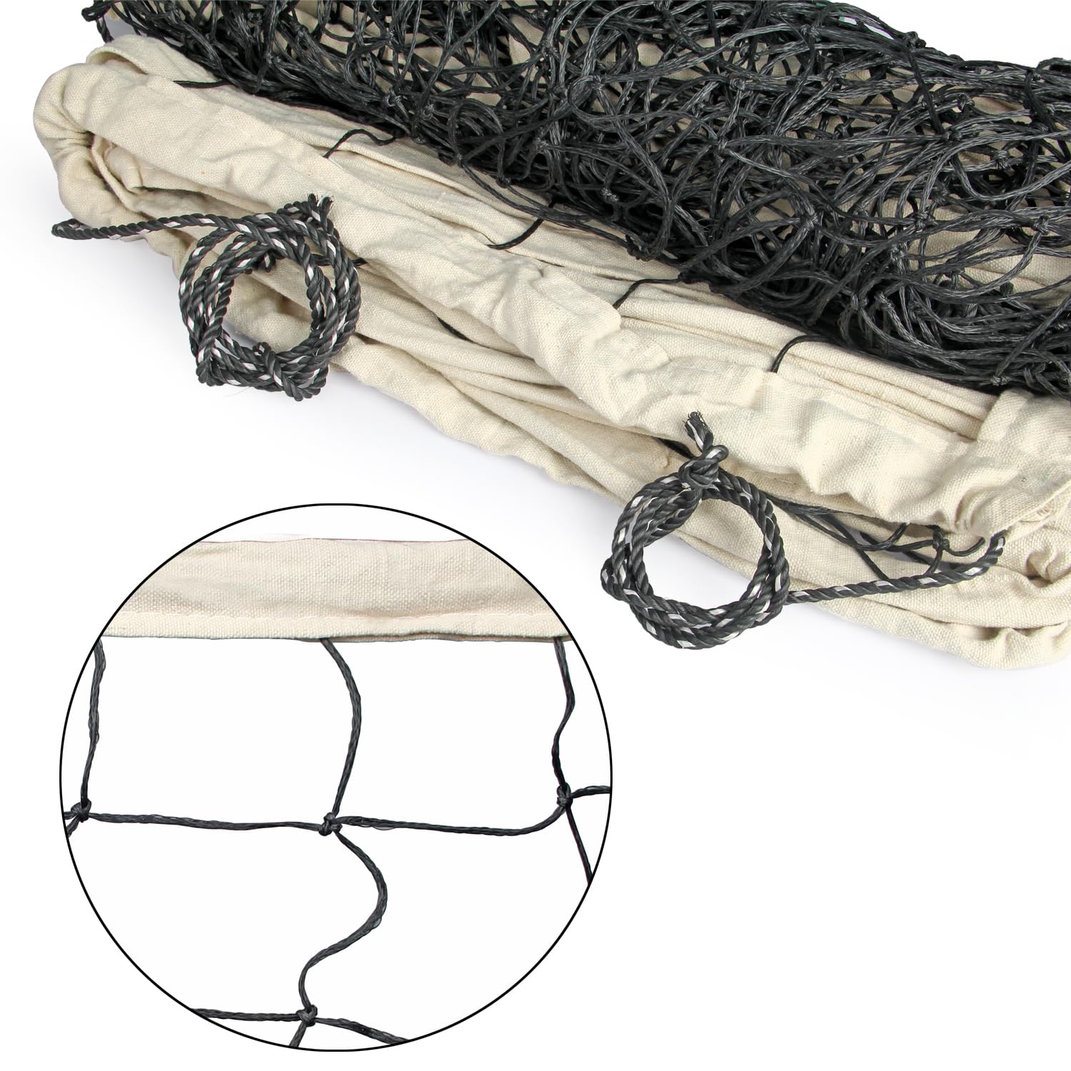 Supreme Volleyball Net Classic (4 Side Canvas) Heavy Duty (Pack of 1) Volleyball Net (Black, Beige) 4