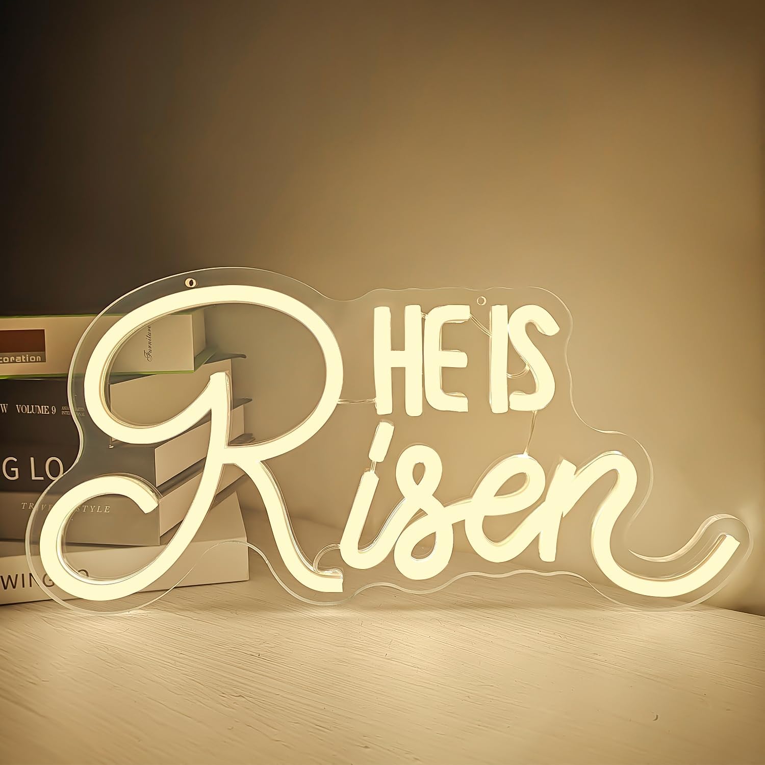 He Is Risen Neon Sign Easter Neon Signs for Wall Decor Jesus Led Sign USB Neon Lights for Bedroom Christmas Party He Is Risen Easter Decor
