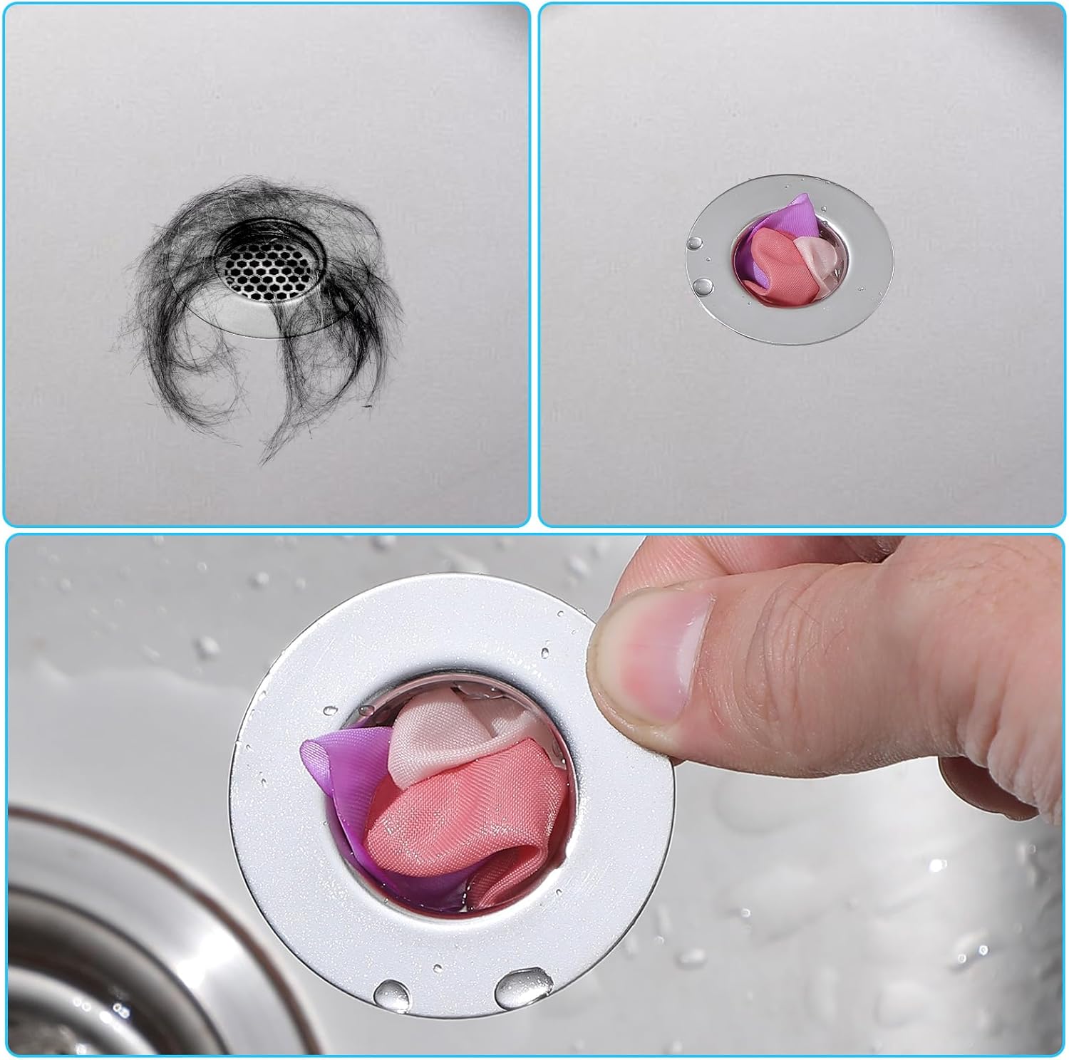 3 Pcs Bathroom Sink Strainer Mesh Bathtub Drain Cover Lavatory Sink Drain Strainer Hair Catcher for Kitchen Laundry Mop Pool Utility Slop RV Sink Stainless Steel Drain Filter Fit Hole Size from 1.25"