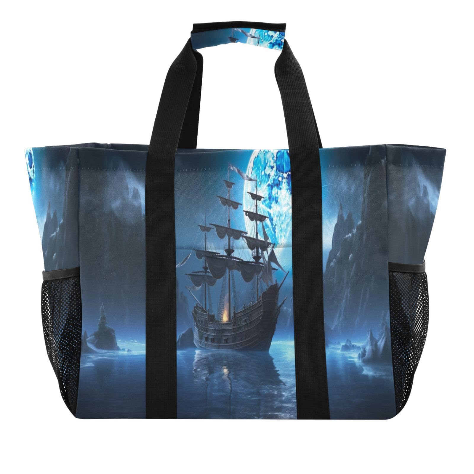 CZXW Pirate Ship Large Beach Bag Waterproof Beach Tote Bags for Women Travel Gym Pool