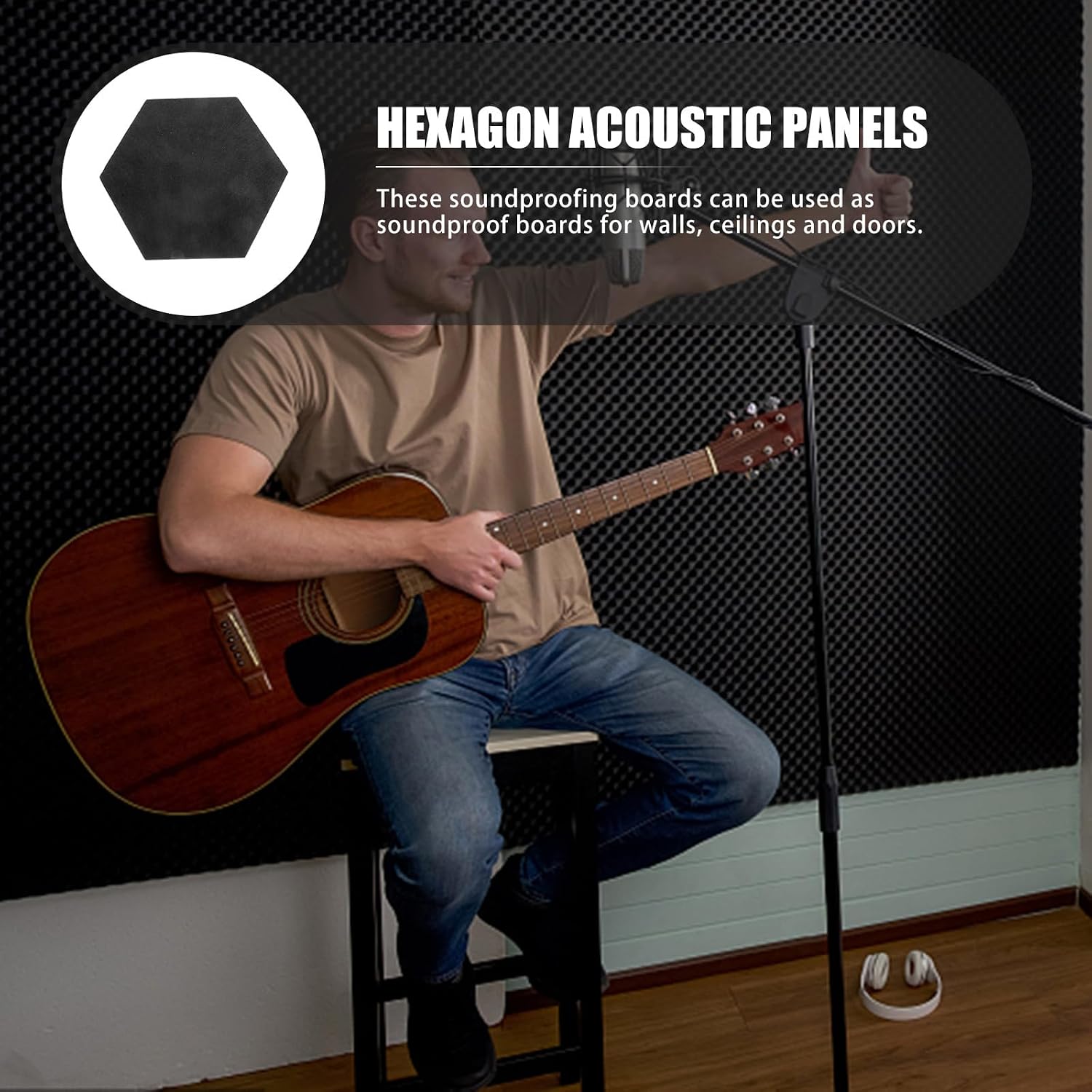 2pcs Acoustic Absorption Panel Felt Sound Insulation Board Black image 4