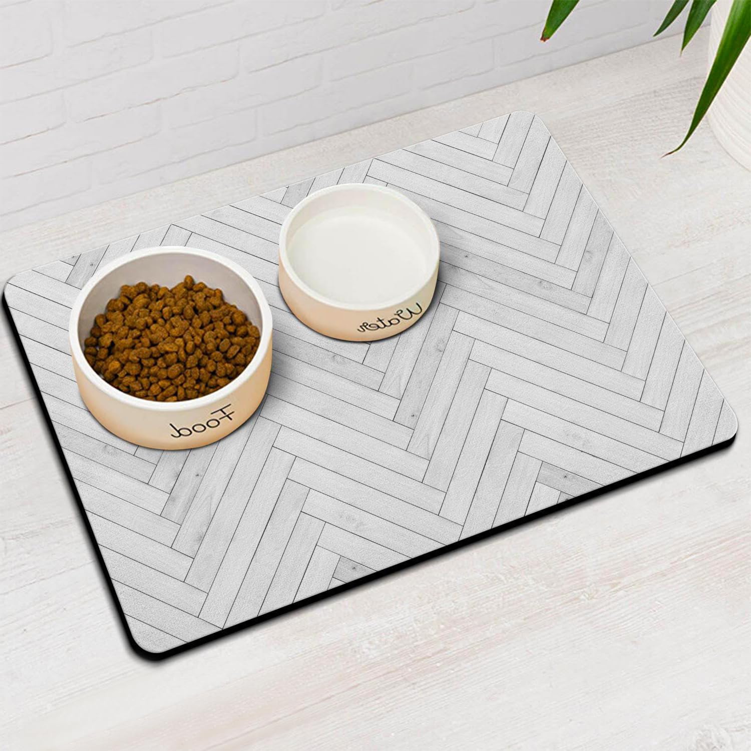 Pet Food Mat, Dog Feeding Mat Diatomite Earth Cat Food Mat, Cat Bowl Mat Non Slip Absorbent Eating Placemat for Animal, Easy Clean Pet Feeder Mat (Light Grey, 40 x 60 cm)